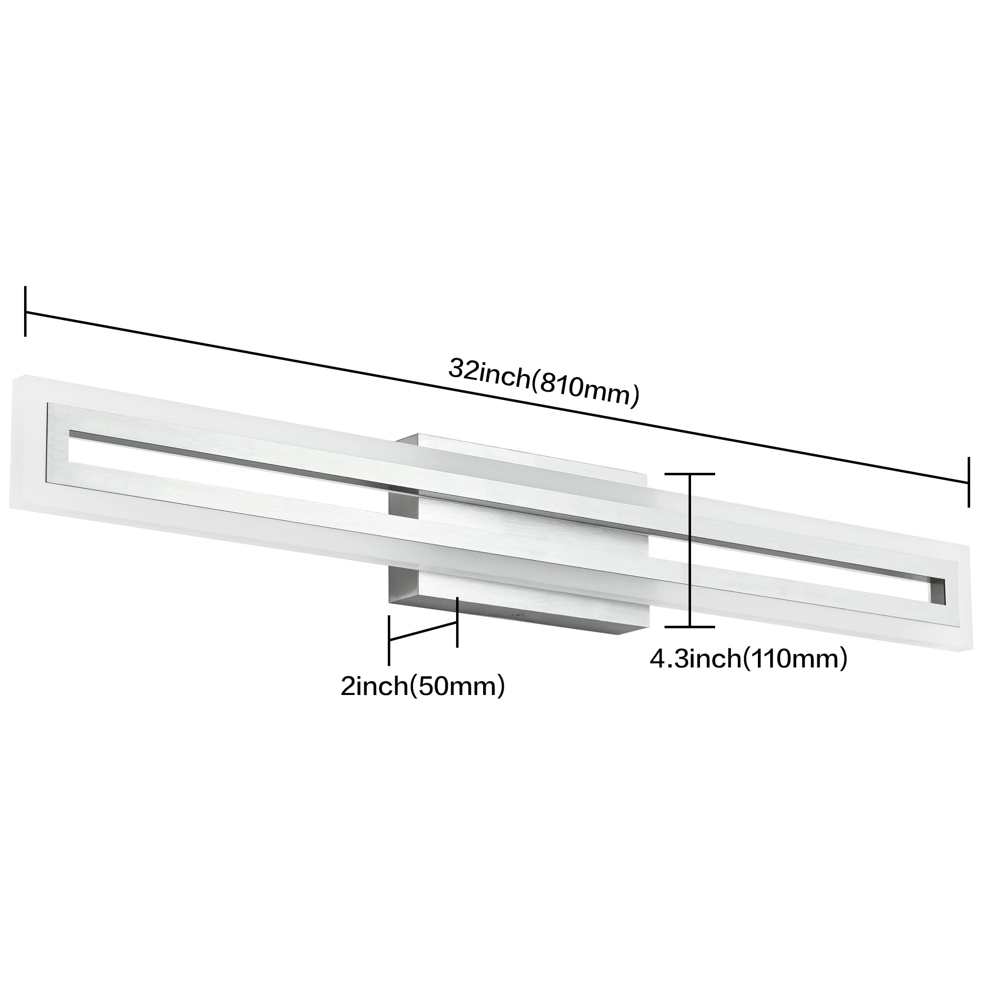 LED Vanity Light Bathroom Vanity Light,31.8 Inch Bathroom Lights Over Mirror 6000K Brushed Nickle