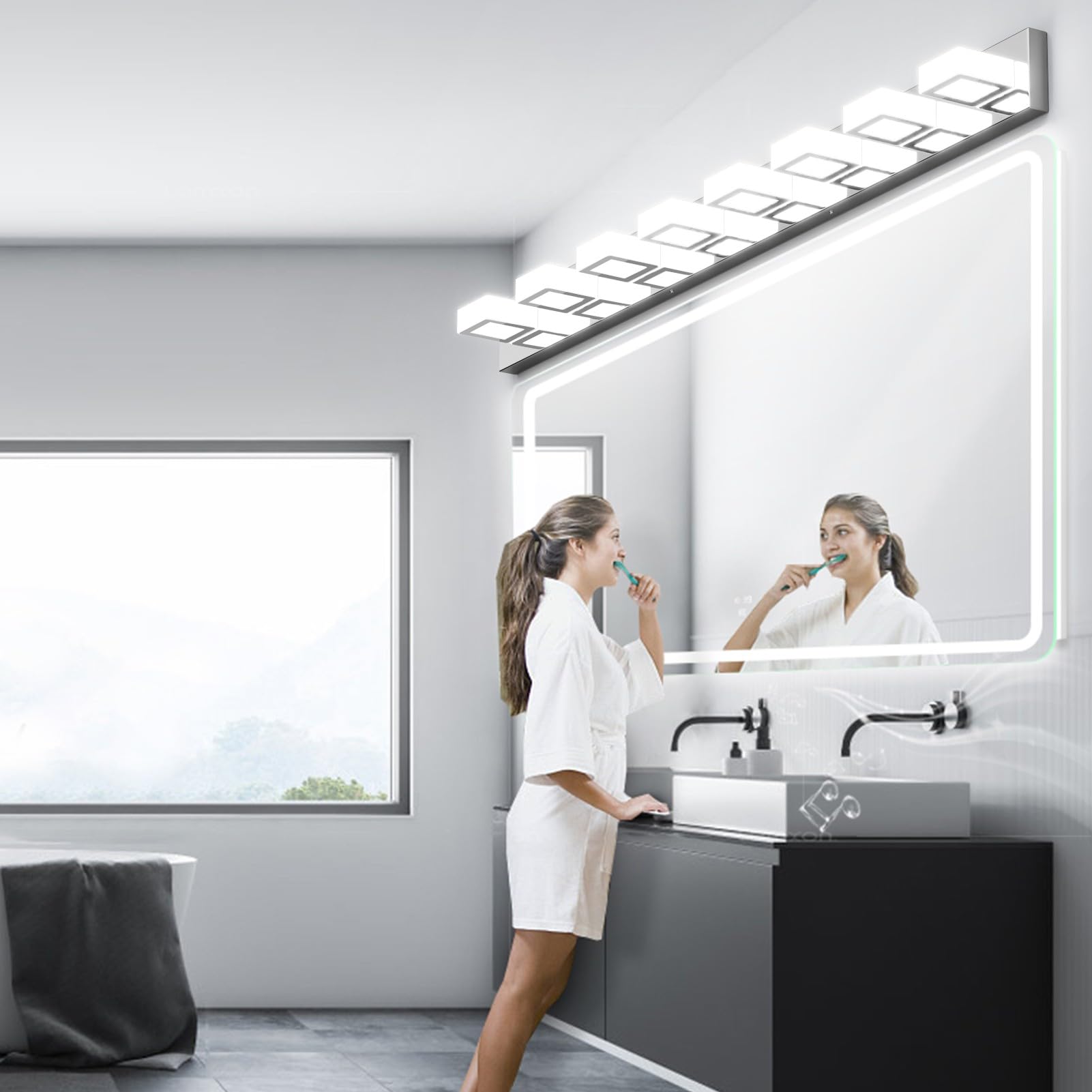 LED Modern Black Bathroom Vanity Lights 3 Lights Acrylic Modern Black Bathroom Wall Lighting Fixtures