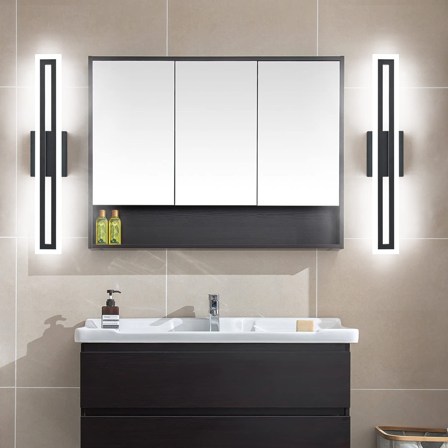 LED Vanity Light Bathroom Vanity Light,31.8 Inch Bathroom Lights Over Mirror 6000K Brushed Nickle