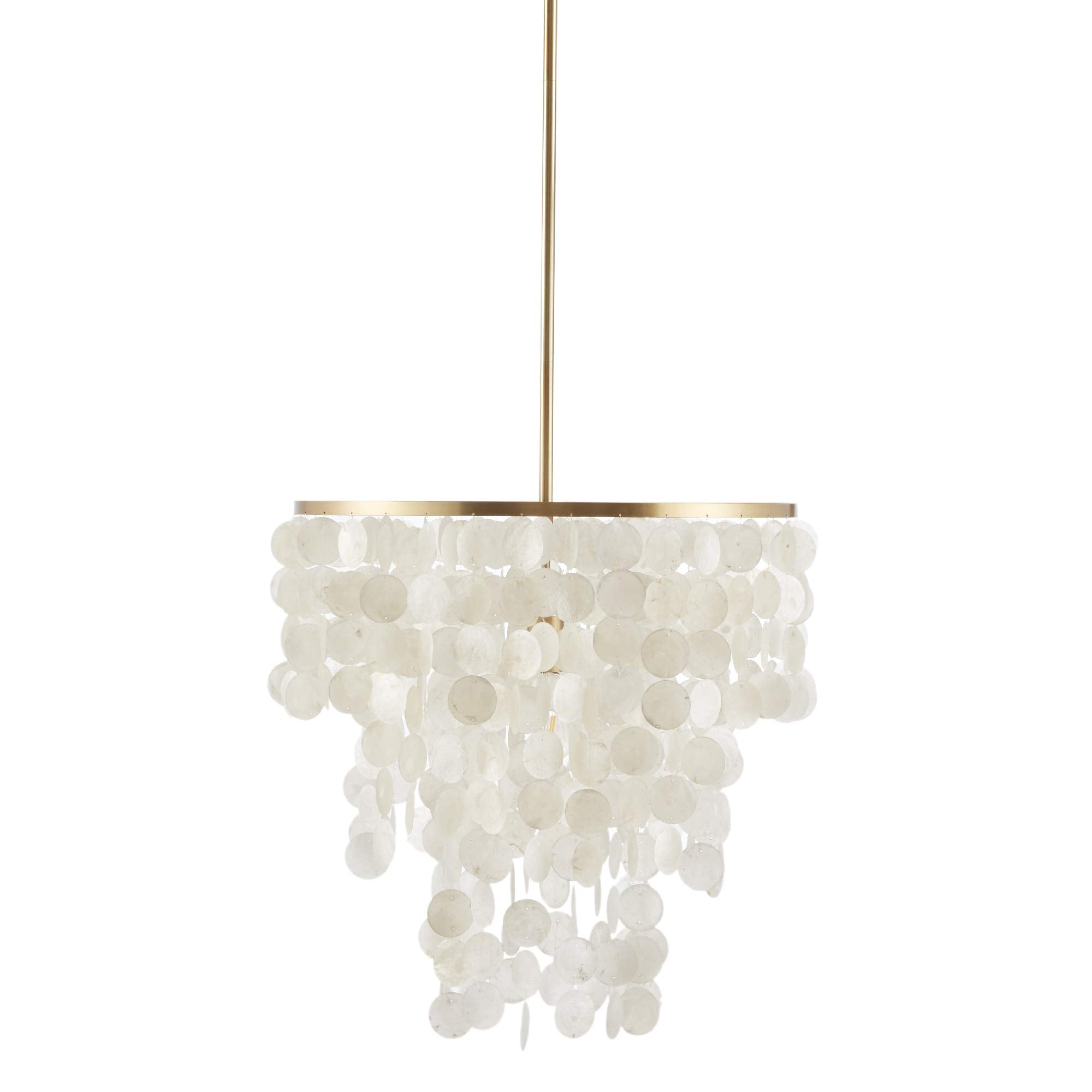 Modern Classic Chandeliers-Metal, White Shell Shade Pendant Ligthing Lamp Ceiling Dining Room Lighting Fixtures Hanging