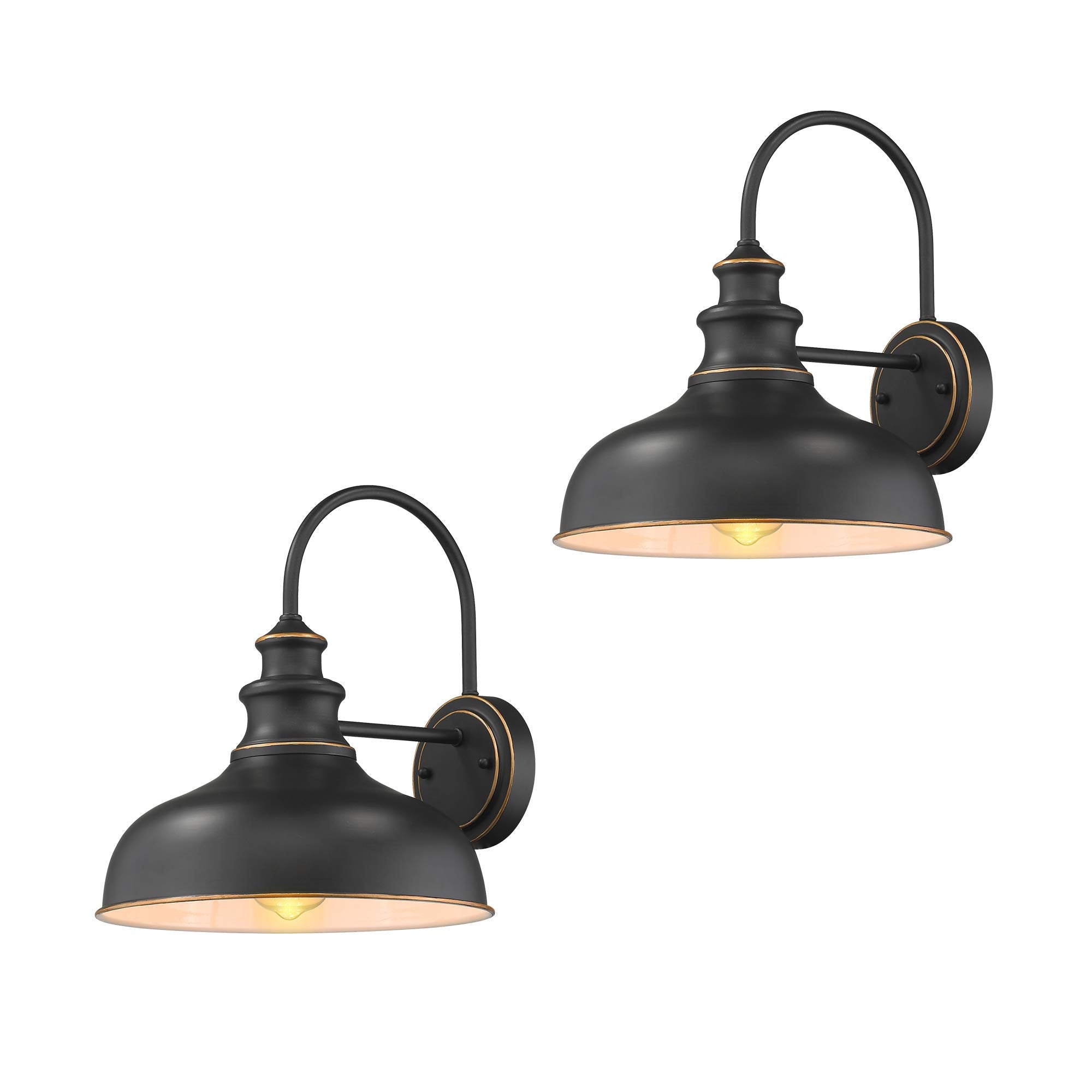 2 Pack Industrial Gooseneck Wall Light, 11 inches Barn Light Fixture, Gold Finish, 02A390-2 AG