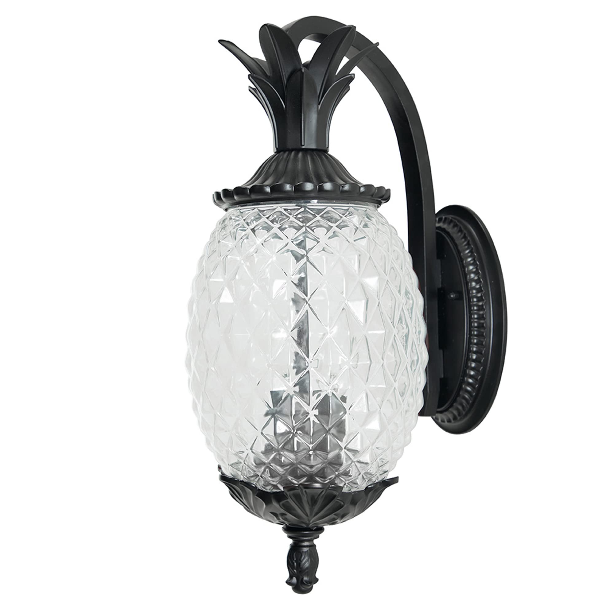 Large Outdoor Hanging Pineapple Dimmable Lantern | Durable Anti-Rust Cast Aluminum | Three Light in Black Coral | Showcases Style and Hospitality