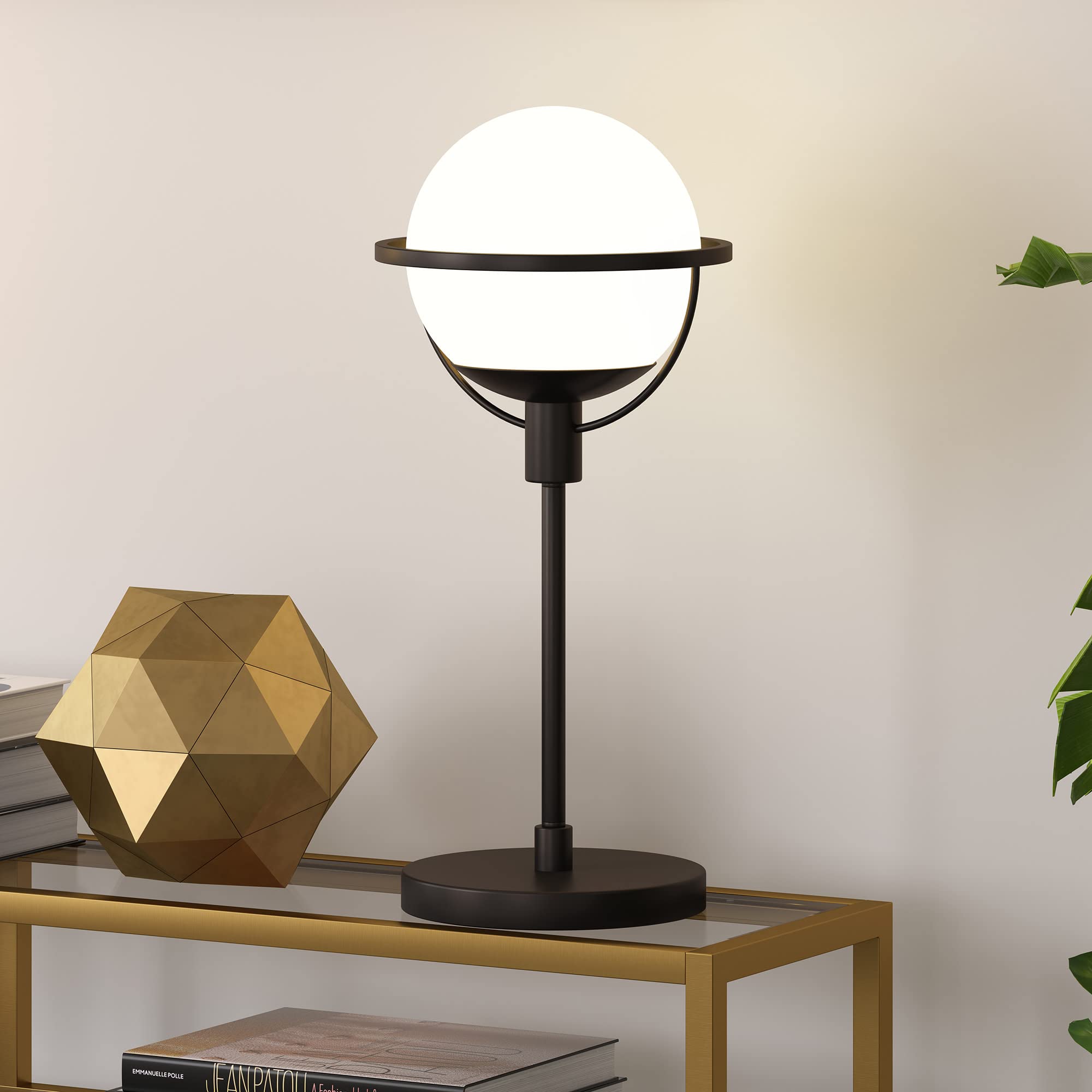 Cieonna Globe & Stem Floor Lamp with Glass Shade in Brass/White, 68" Tall