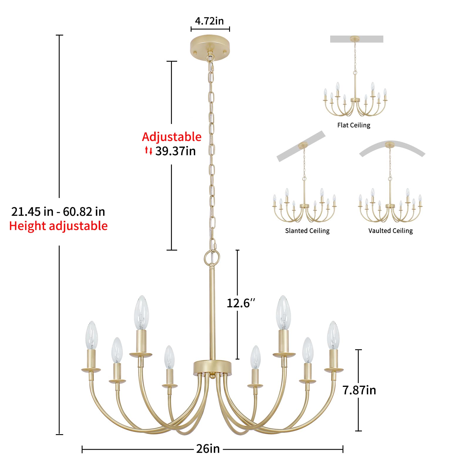 Chandelier, 6-Light Antique White Farmhouse Chandelier for Dining Room Lighting Fixtures Hanging, Candle Hanging Pendant Lights for Kitchen Living Room Bedroom Foyer