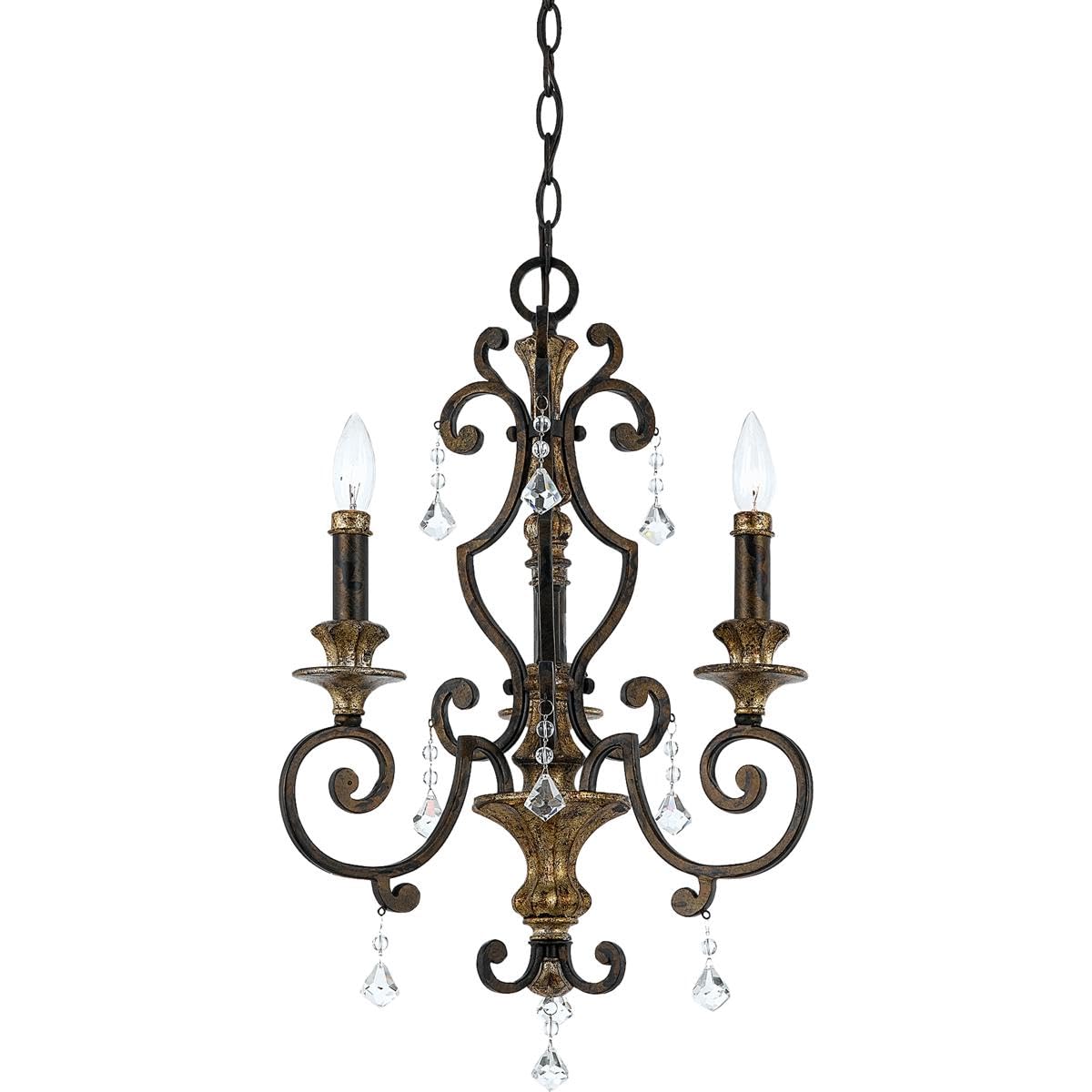 Marquette Spanish Wrought Iron Crystal Foyer Chandelier, 20-Light, 1200 Watts, Heirloom (65" H x 49" W)