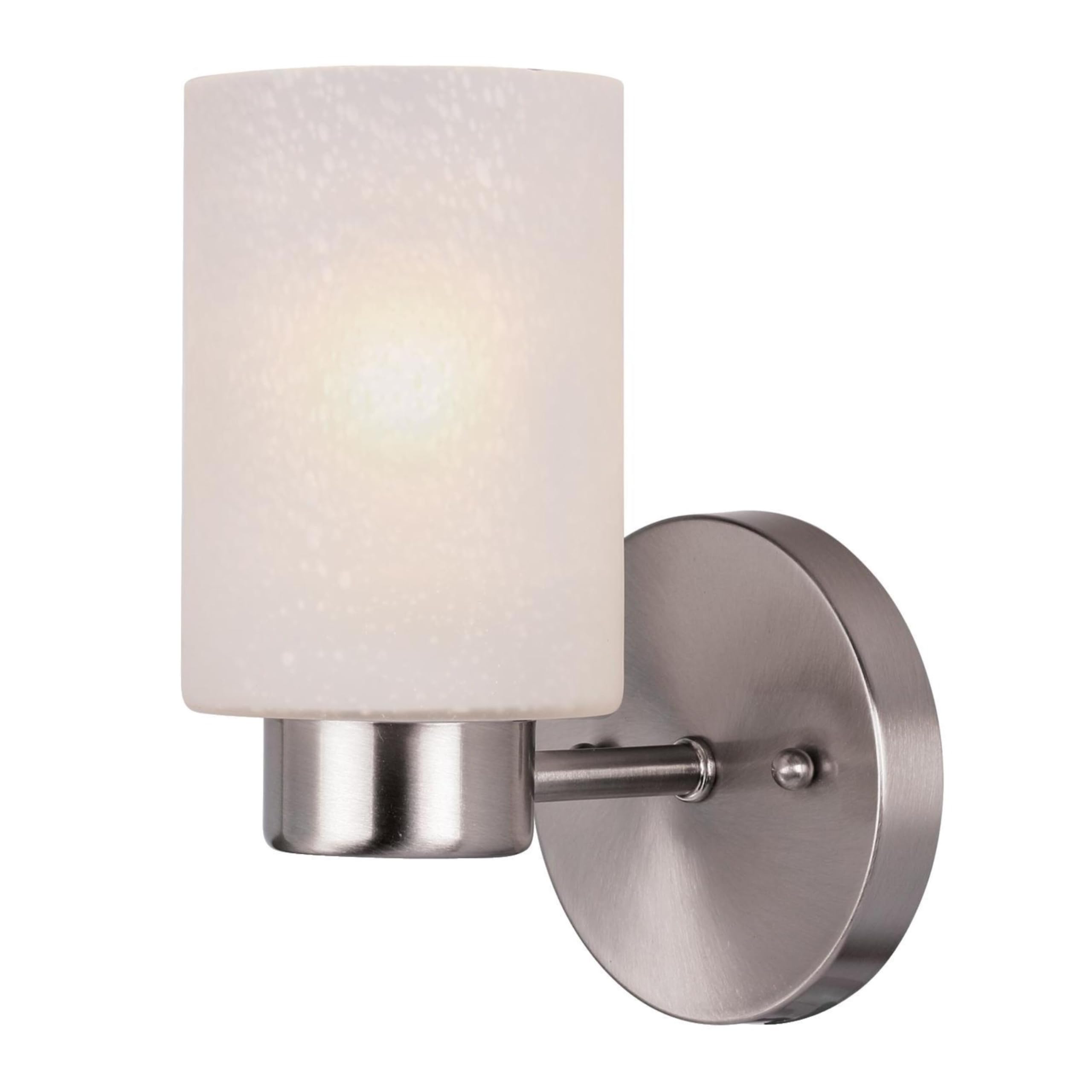 One-Light Indoor Wall Fixture, Brushed Nickel Finish with Frosted Seeded Glass