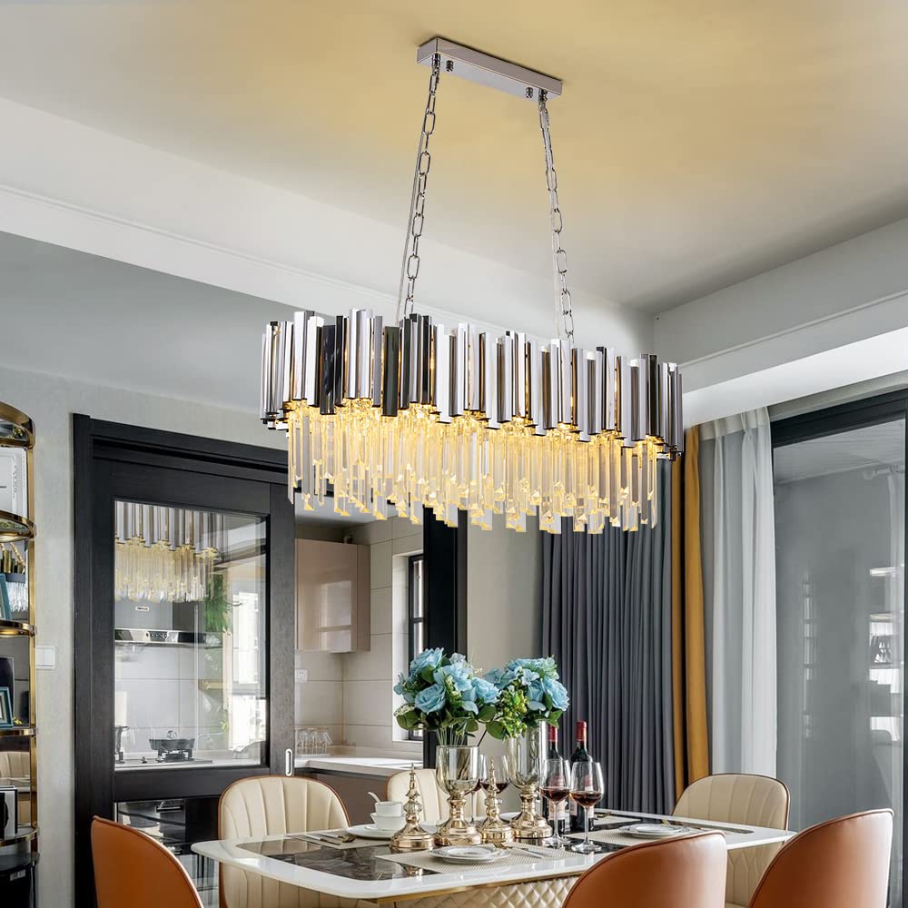 Modern K9 Crystal Pendant Lighting, Round Gold Crystal Chandelier Contemporary Luxury Pendant Ceiling Lighting Fixture for Dining Living Room Kitchen Island, Antique Gold