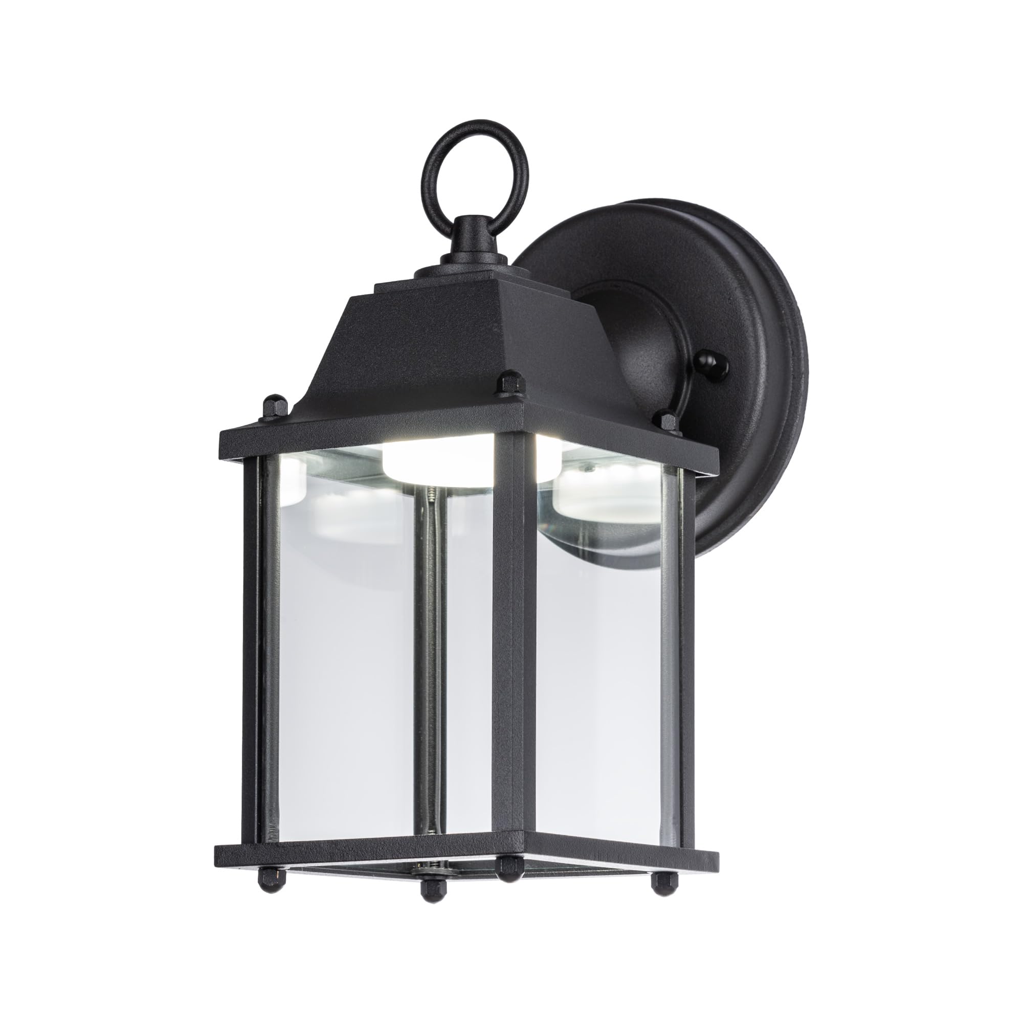 Outdoor LED Wall Lantern, Wall Sconce as Porch Light, 9.5W 800 Lumen, Aluminum Housing Plus Glass, 5000k-Matte White Finish, 2-Pack