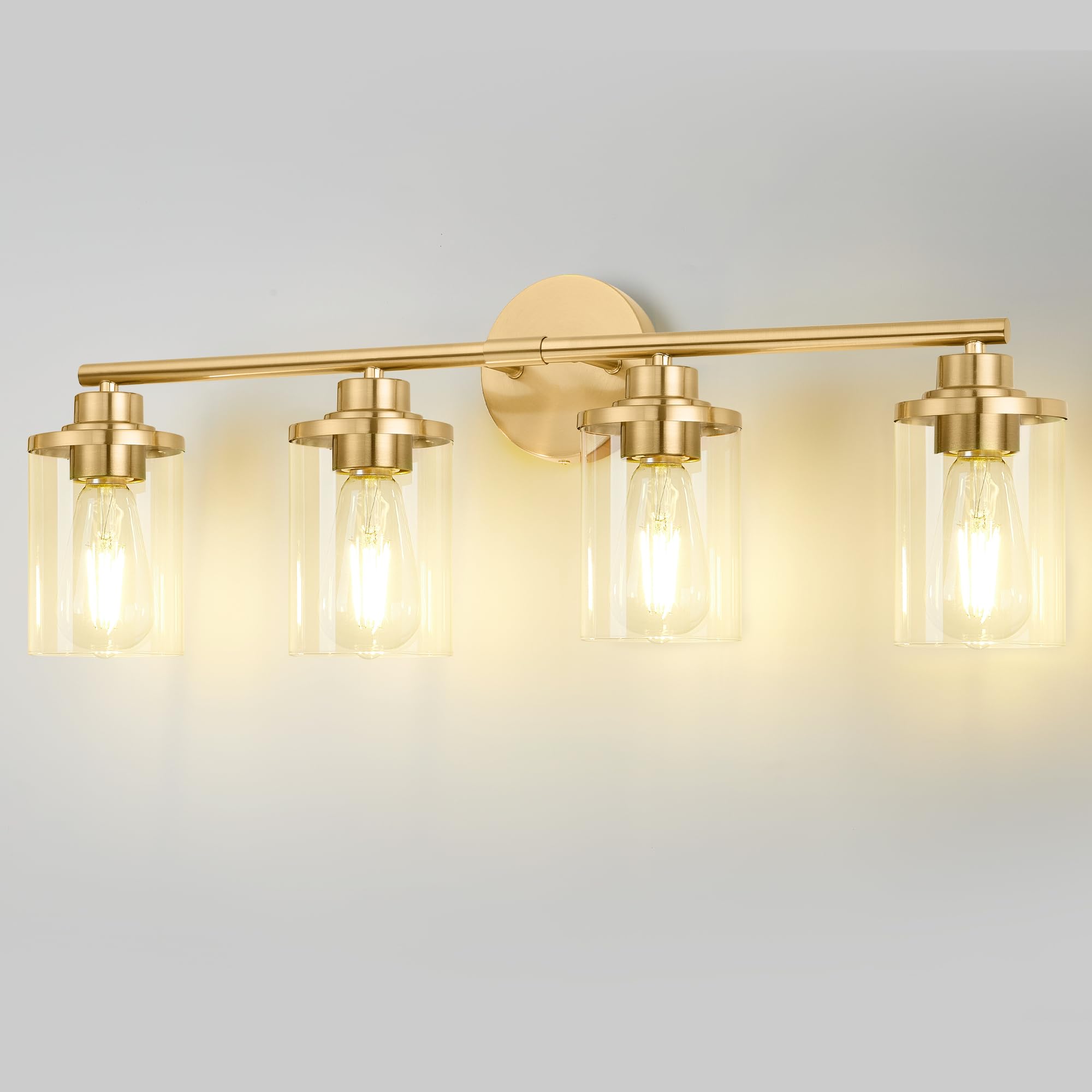 Bathroom Light Fixtures,Vanity Lights,Gold Bathroom Lights Over Mirror,Brushed Gold Vanity Light for Bathroom,20'' Brass Gold 3-Light Modern Bathroom Sconce