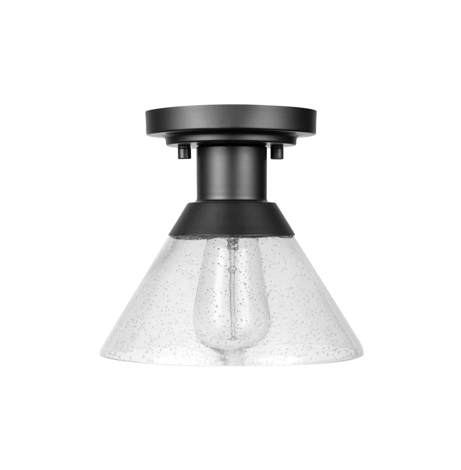 1-Light Outdoor/Indoor Semi-Flush Mount Ceiling Light, Oil Rubbed Bronze, Clear Seeded Glass Shade, Bulb Not Included