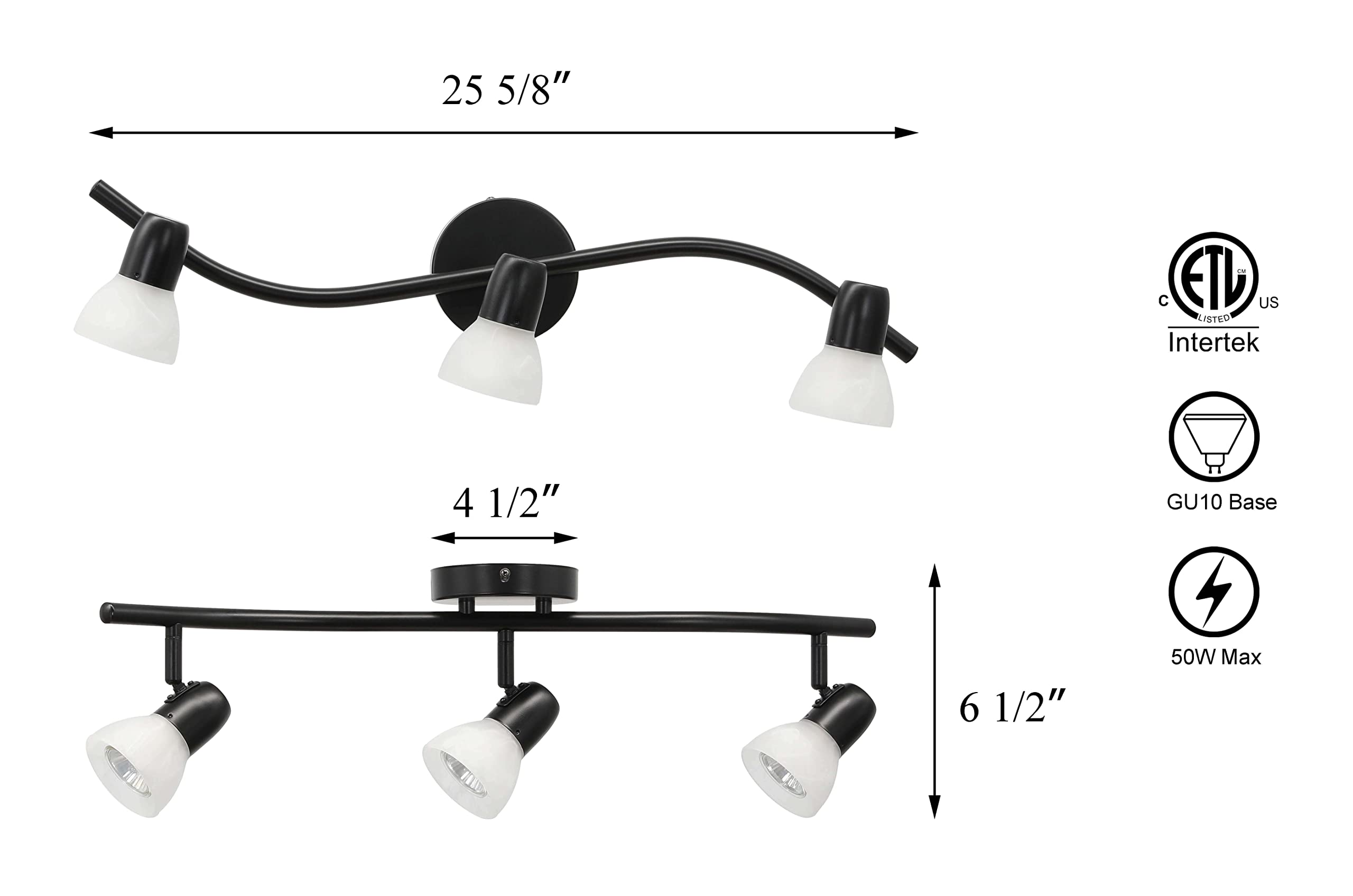 Track Light, 4 Light Kitchen Track Lighting, Modern S-Shaped Ceiling Track Light Bar Brushed Nickel Finish XB-TR1223-4-BN