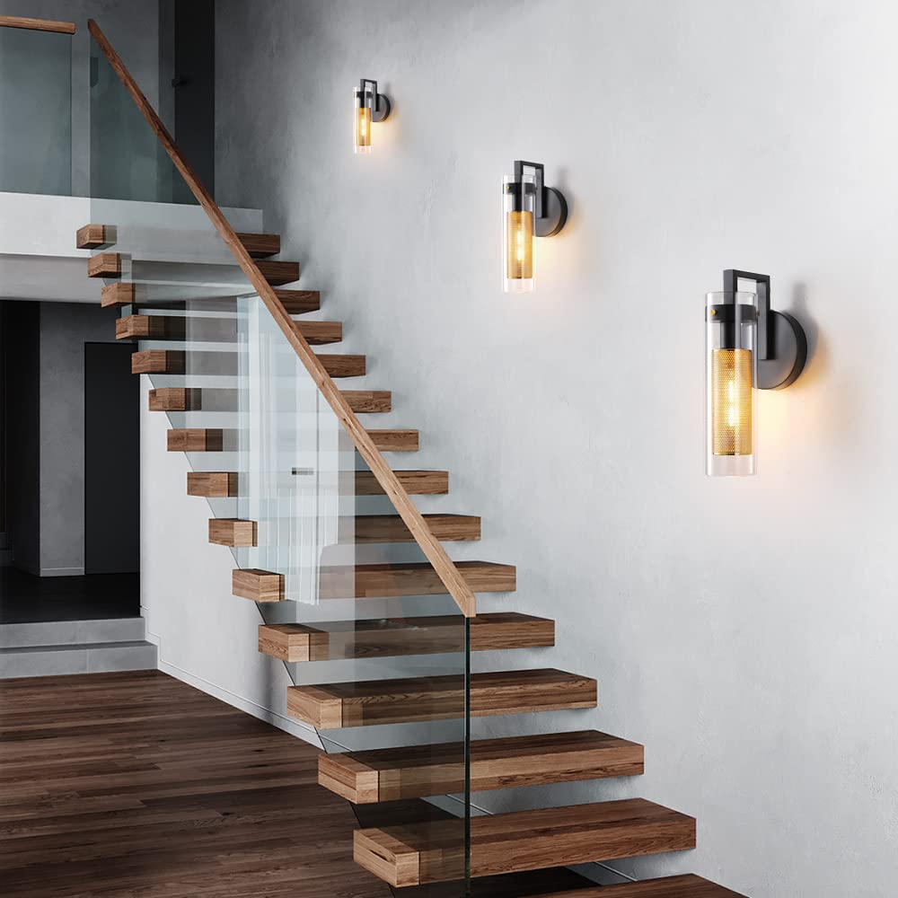 Brushed Gold LED Wall Sconces Set of 2 with Warm White Light