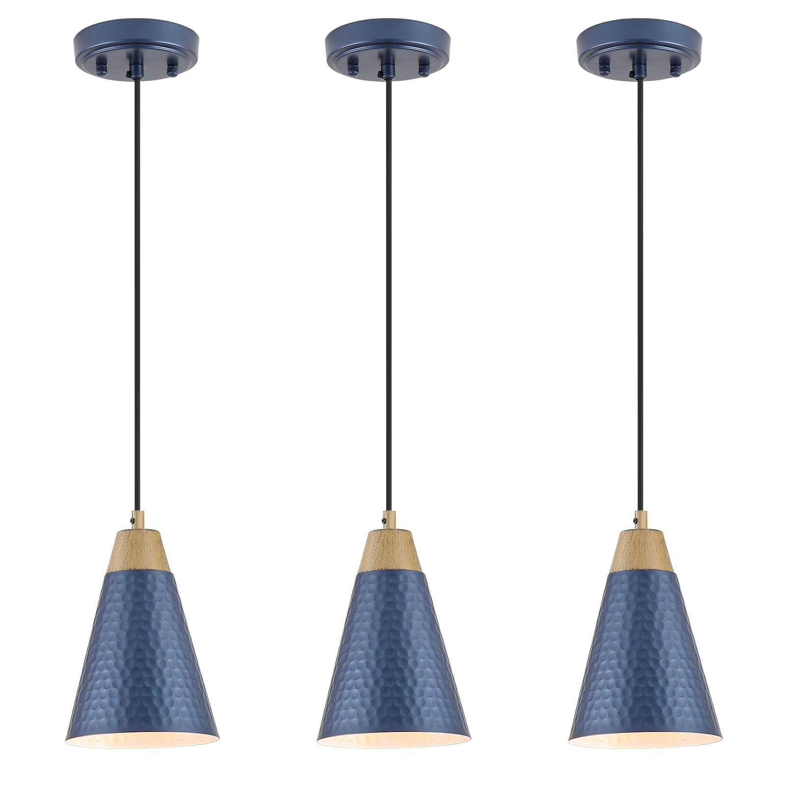 Gold Pendant Lights Kitchen Island,Dining Room Light Fixtures Over Table 3 Pack with Brushed Brass Cone Metal Shade, Modern Farmhouse Mini Chandeliers,Adjustable Cord Hanging Lighting for Bar,Sink