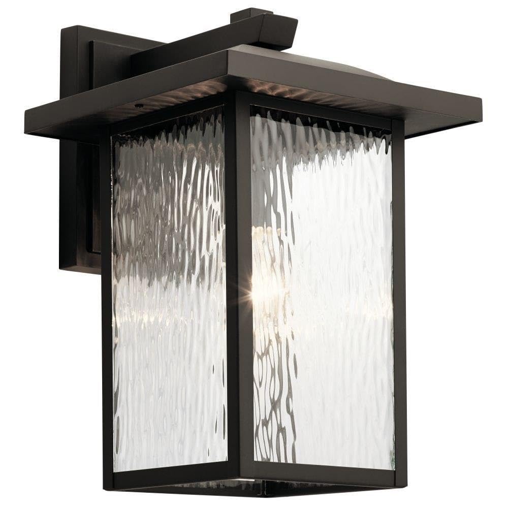 10.25" Outdoor Wall Light in Black, 1-Light Exterior Wall Sconce Porch Light with Clear Water Glass, (10.25" H x 6.5" W), 49924BKT