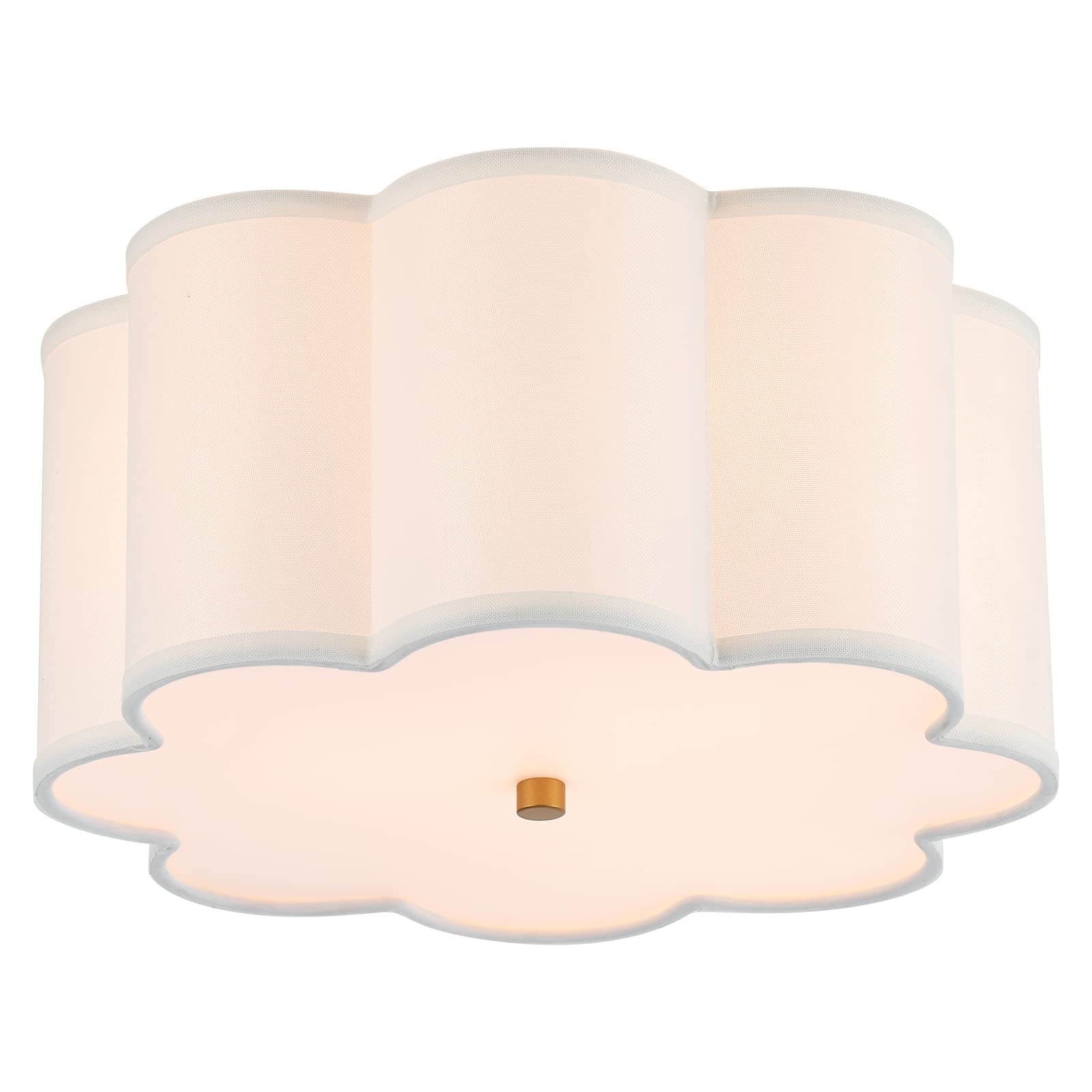 Semi Flush Mount Ceiling Light Fixture, Modern Close to Ceiling Lamp with Cream White Fabric Drum Shade for Nursery Kids Room Bedroom Kitchen Hallway Entryway 3-Light