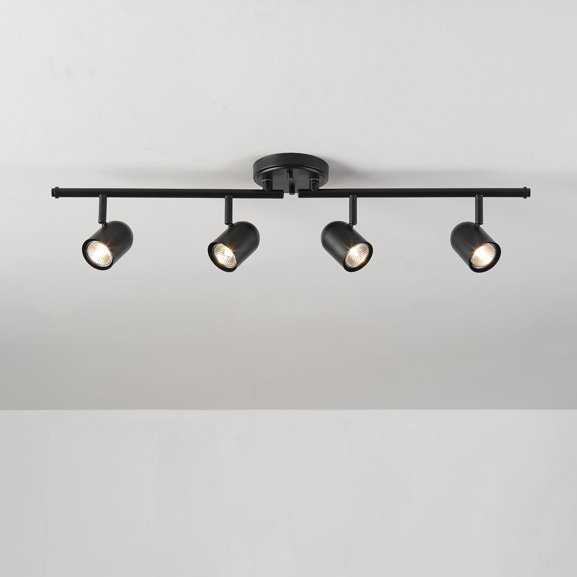 6-Light Foldable LED Integrated Track Lighting, Matte Black, Center Swivel Bars, 2400 Lumen