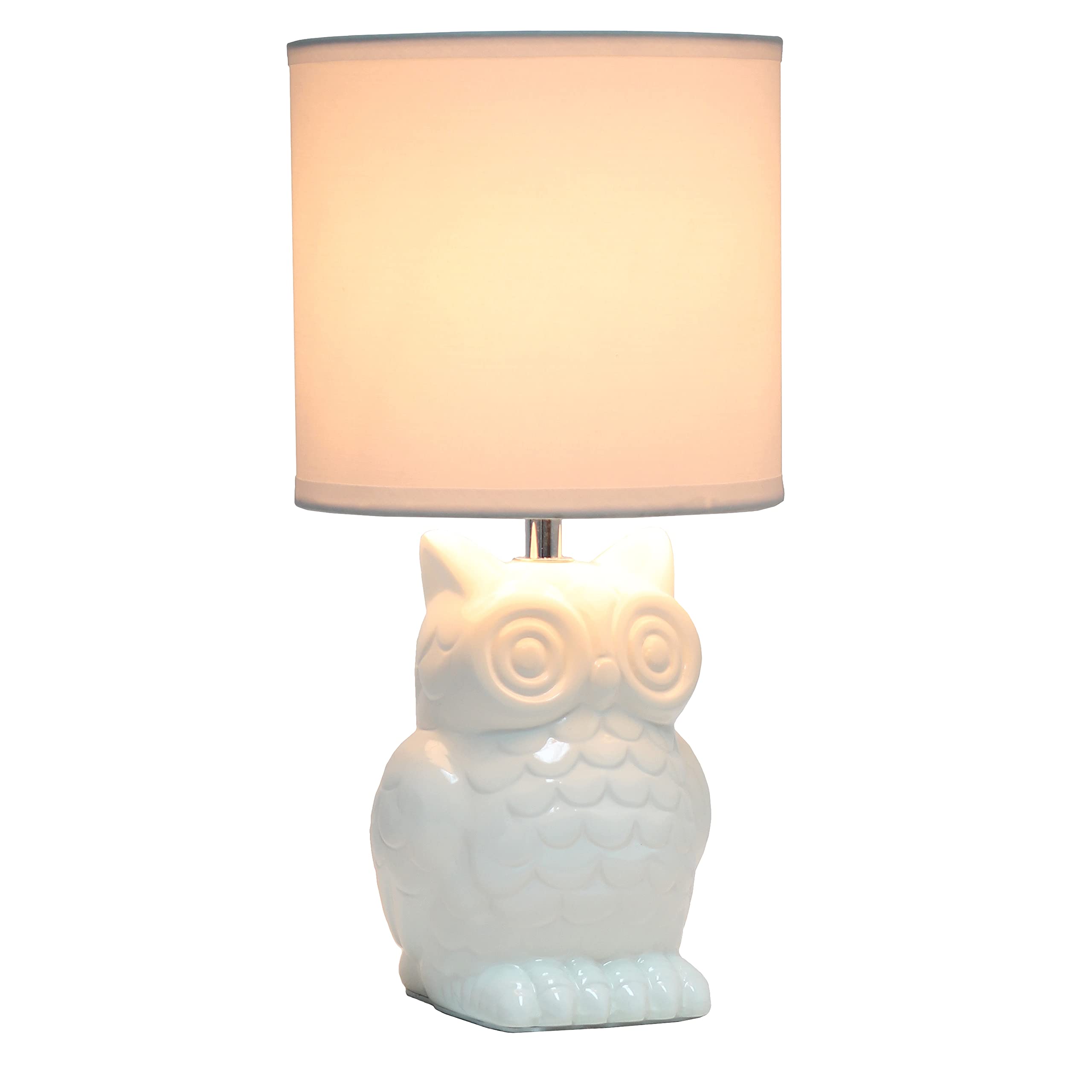 12.8" Tall Contemporary Ceramic Owl Bedside Table Desk Lamp w Matching Fabric Shade for Decor, Bedroom, Nightstand, Living Room, Entryway, Kids' Room, Nursery, Sage Green