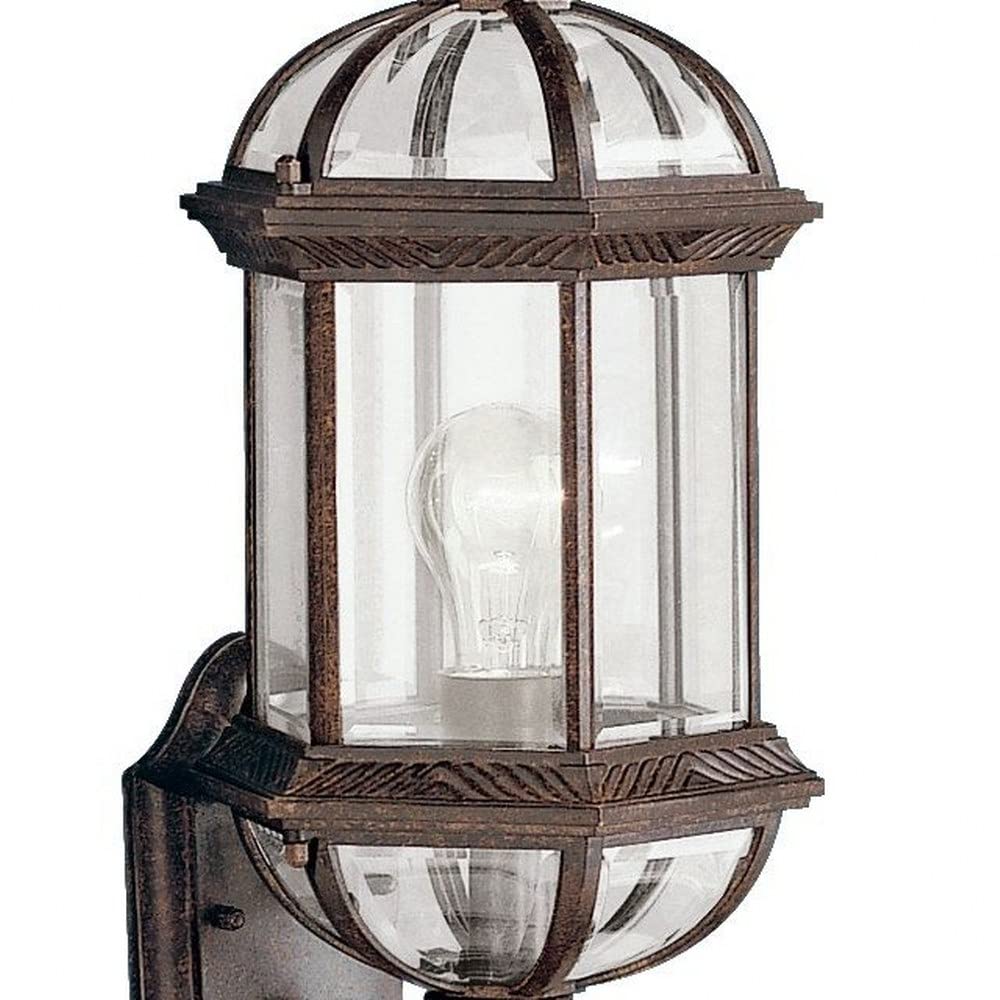 1 Light Outdoor Wall Light with Clear Beveled Glass in Tannery Bronze, 8.25 in