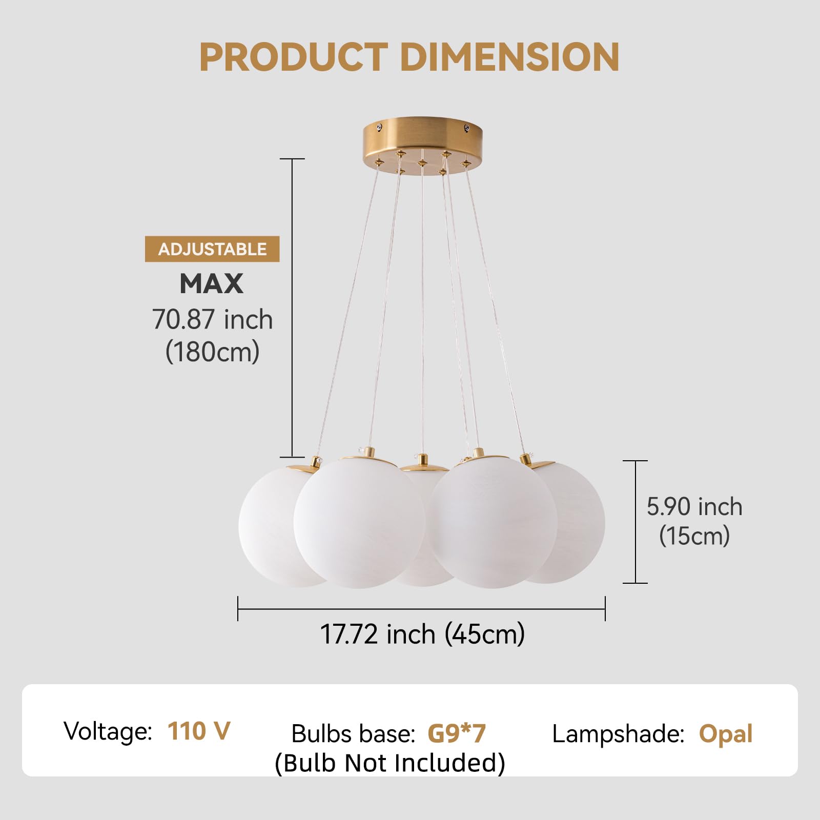 7-Lights Milk Glass Bubble Chandeliers Lighting, Modern Nordic Large Globe Chandelier Mid-Century Ball Pendant Light Fixture for Bedroom, Living Room, Dining Room, Entry, Island