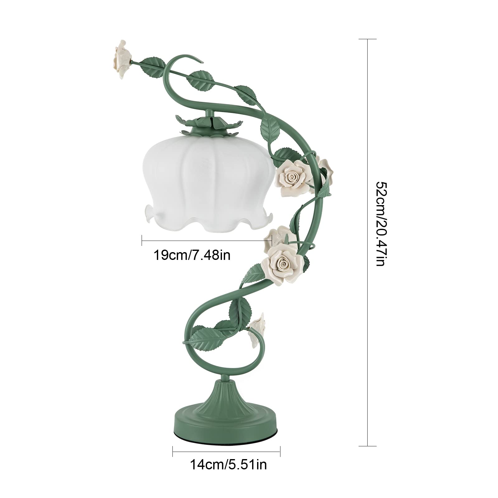 Modern Bedside Lamp Stained Glass Flower Table Reading Lamps Nightstand Desk Lights, One-Light,19.6 inches Tall for Bedroom, Living Room, Office, Dresser (Style 4,Green)