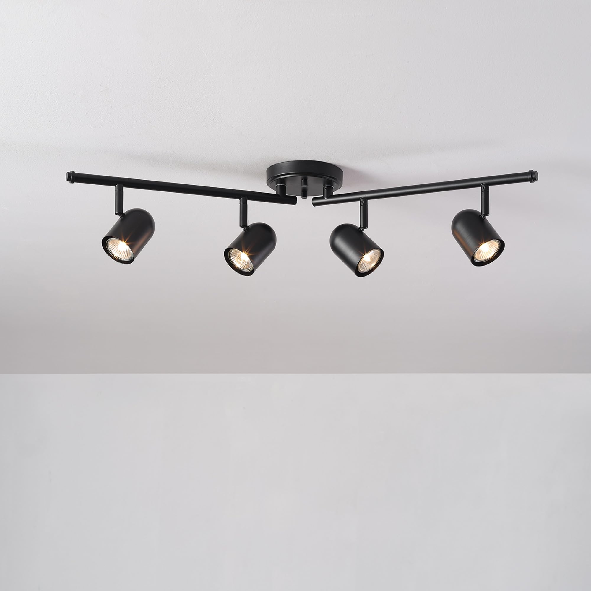 6-Light Foldable LED Integrated Track Lighting, Matte Black, Center Swivel Bars, 2400 Lumen