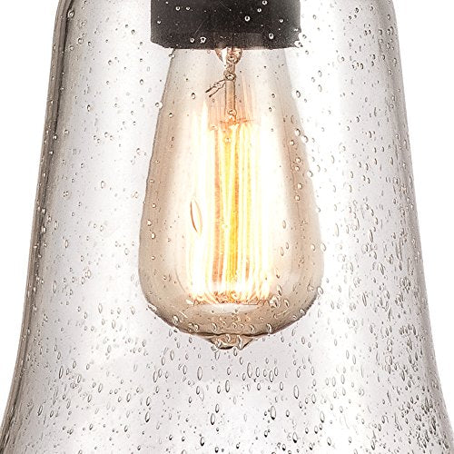 One-Light Outdoor Pendant, Oil Rubbed Bronze Finish with Highlights and Clear Seeded Glass