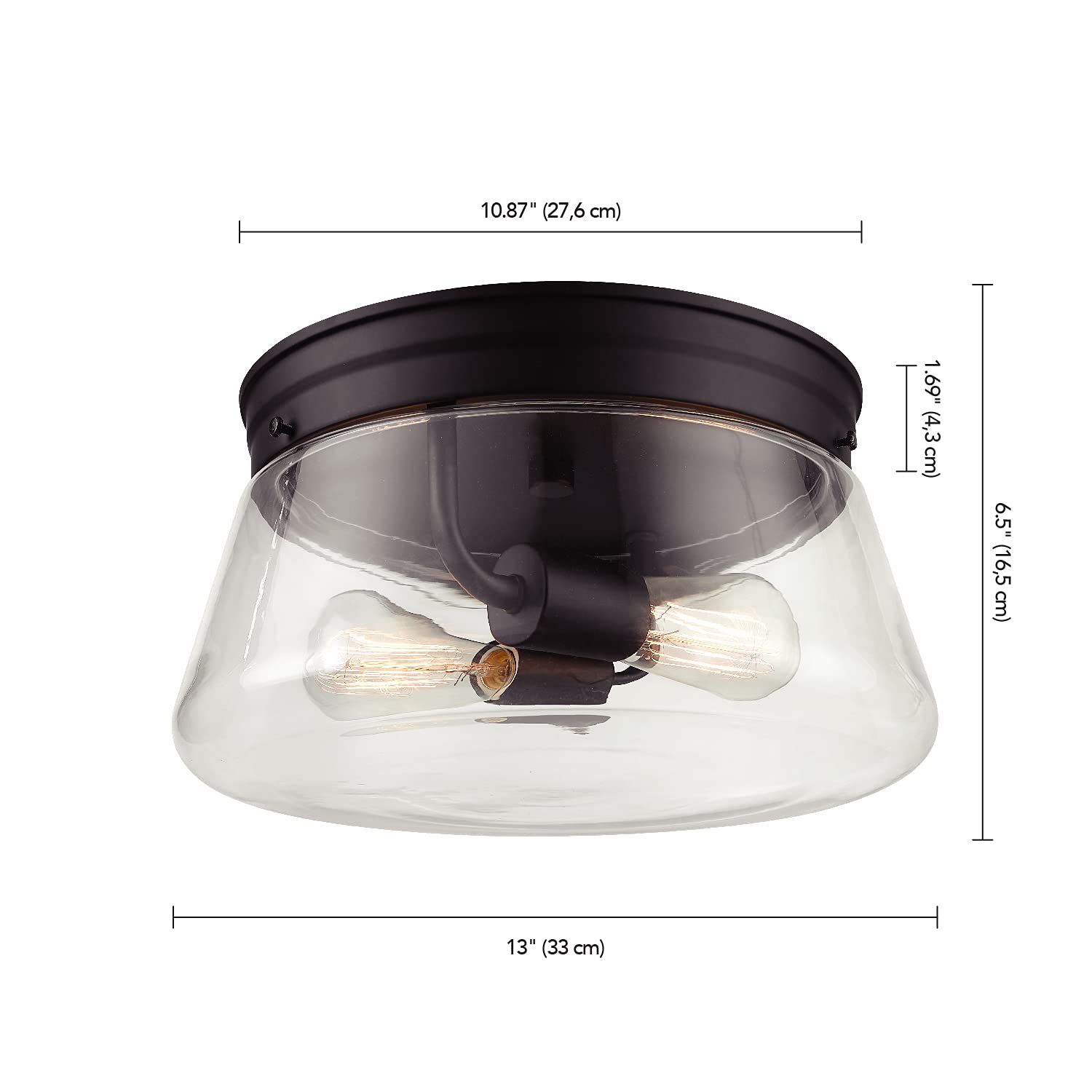 1-Light Outdoor/Indoor Semi-Flush Mount Ceiling Light, Oil Rubbed Bronze, Clear Seeded Glass Shade, Bulb Not Included