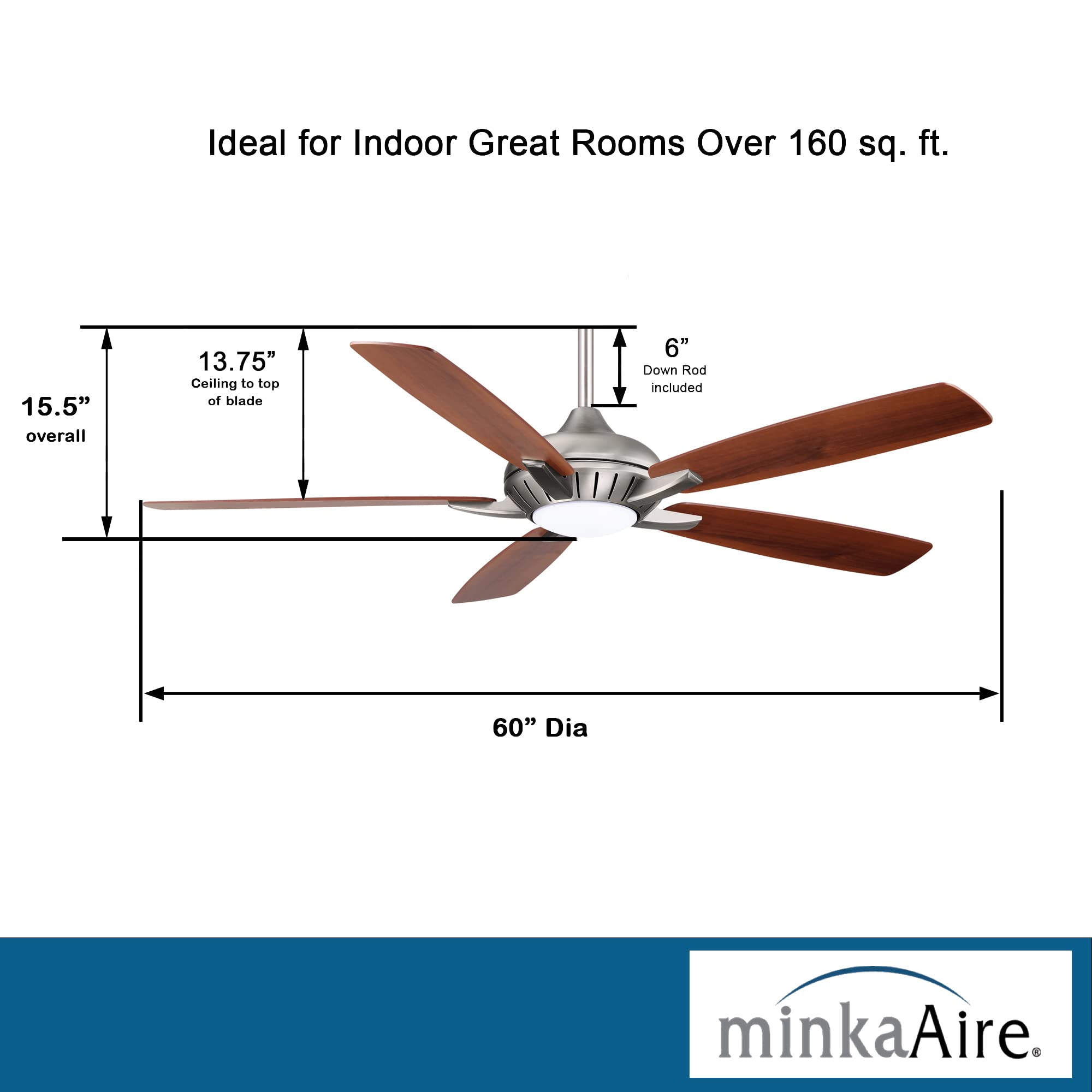 60" Ceiling Fan with LED Light & Remote, Oil Rubbed Bronze