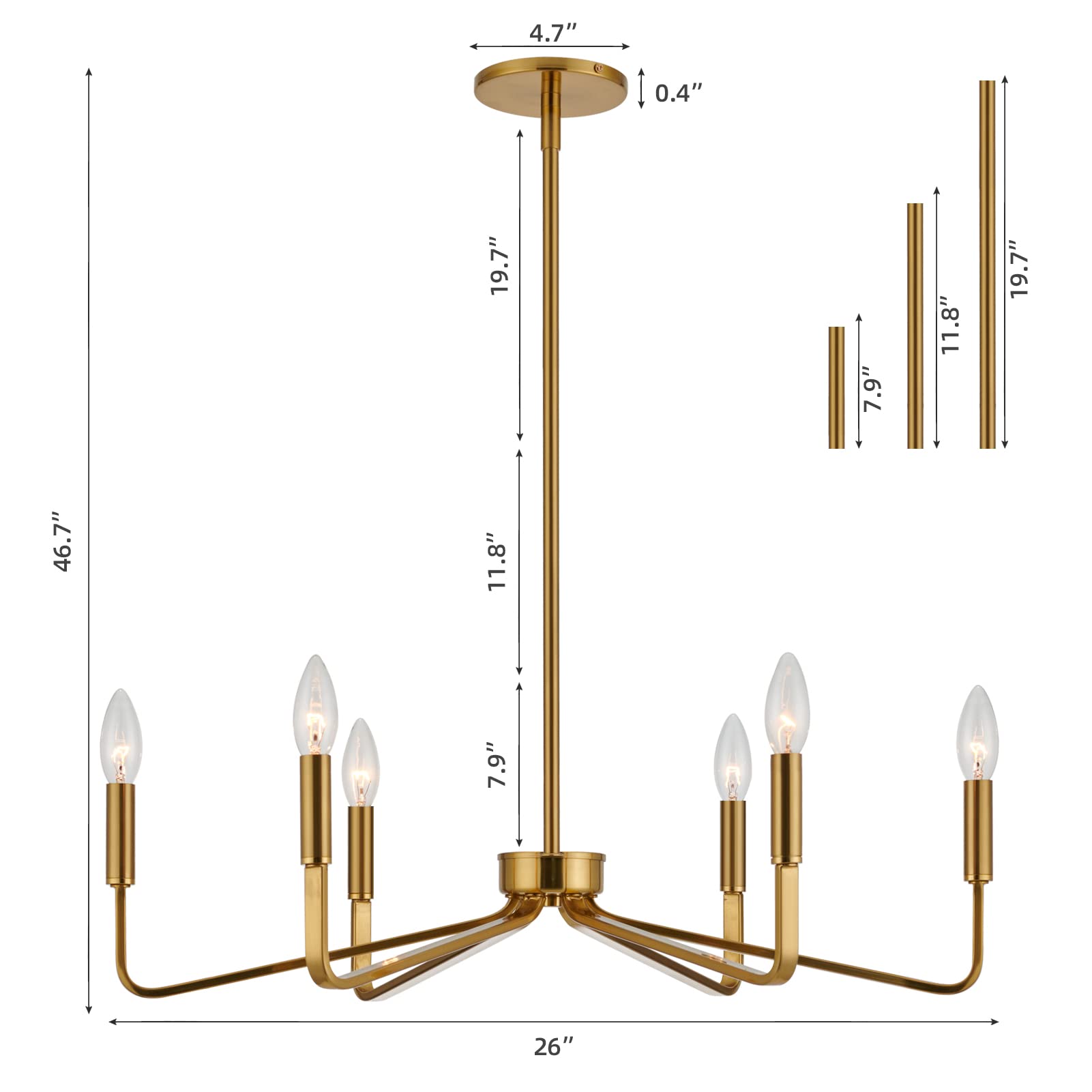 Modern Gold Chandelier for Dining Room,35 Inch Brushed Brass Chandelier Light Fixture, Dining Room Light Fixtures Over Table