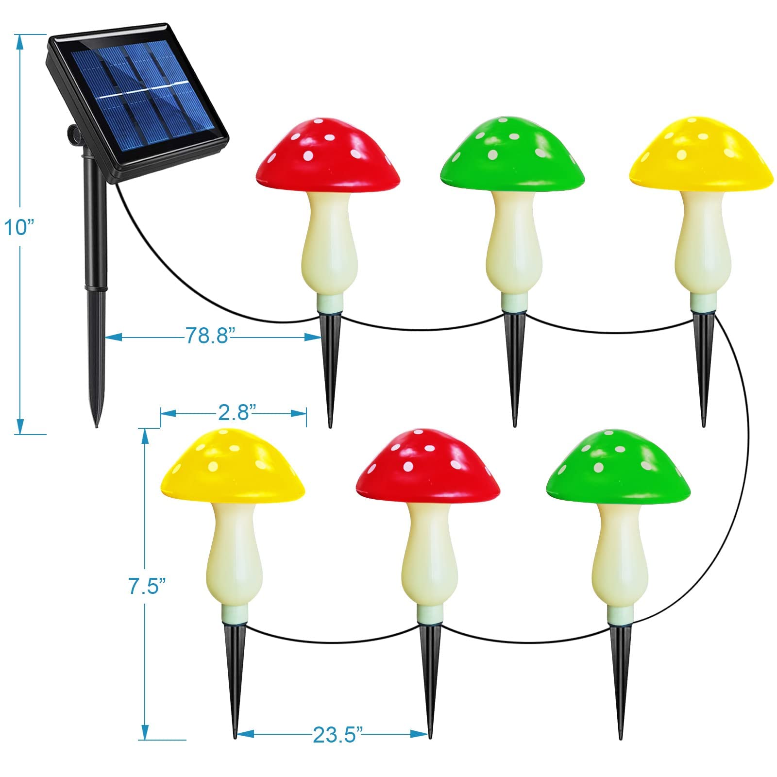 New Upgraded Waterproof Solar Mushroom Lights Outdoor Decor, 8 Modes for Garden Pathway Landscape Yard Easter Pathway Halloween Xmas Decorations, Set of 6 Red