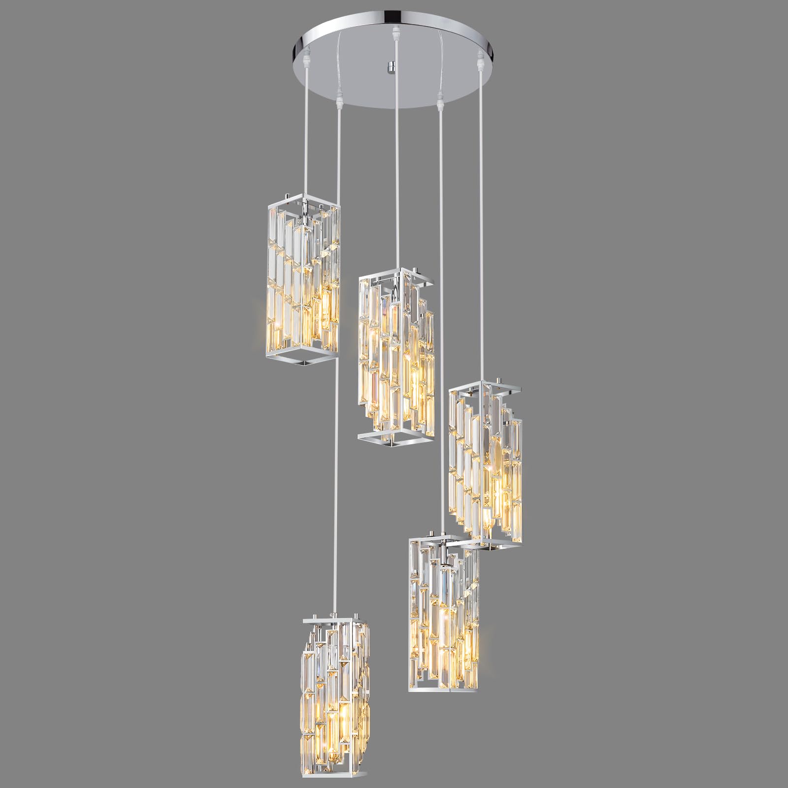 Gold Pendant Lighting Modern Pendant Light, Mini Crystal Chandeliers,Adjustable Pendant Light Fixture for Kitchen Island Dinning Room Bedroom (3 Pack)