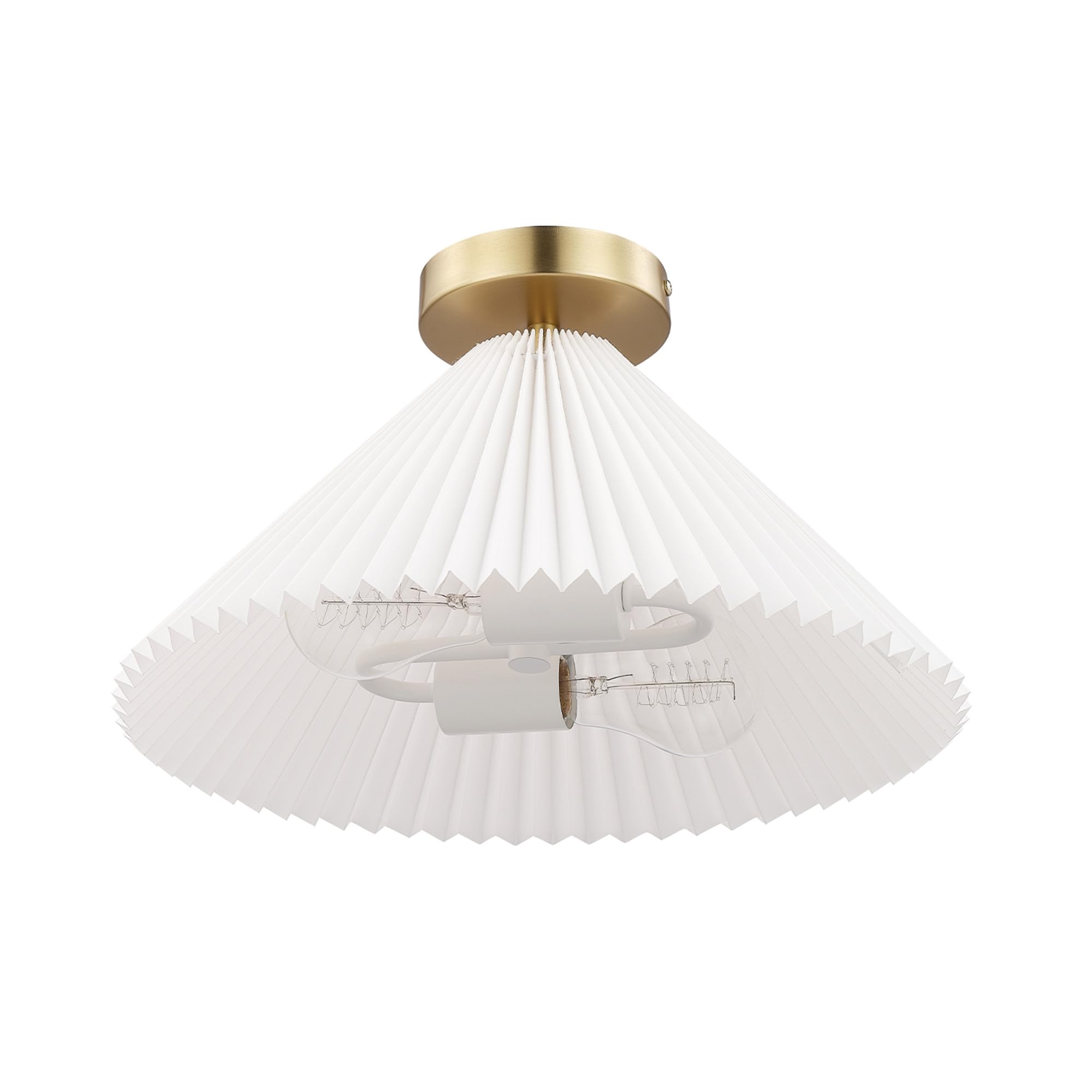 1-Light Semi-Flush Mount Ceiling Light, Matte Black, Matte Brass Accents, Bulb Not Included