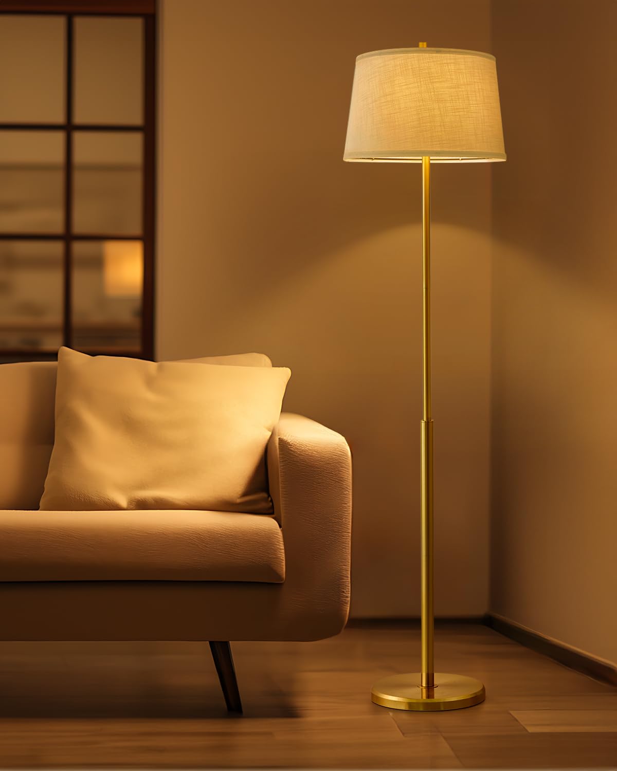 Oneach 61.75" Modern Floor Lamp for Living Room Tall Lamp for Bedroom Gold Floor Lamp with Rotary Switch Industrial Standing Lamp Floor Lamp for Nursery Study Room Office