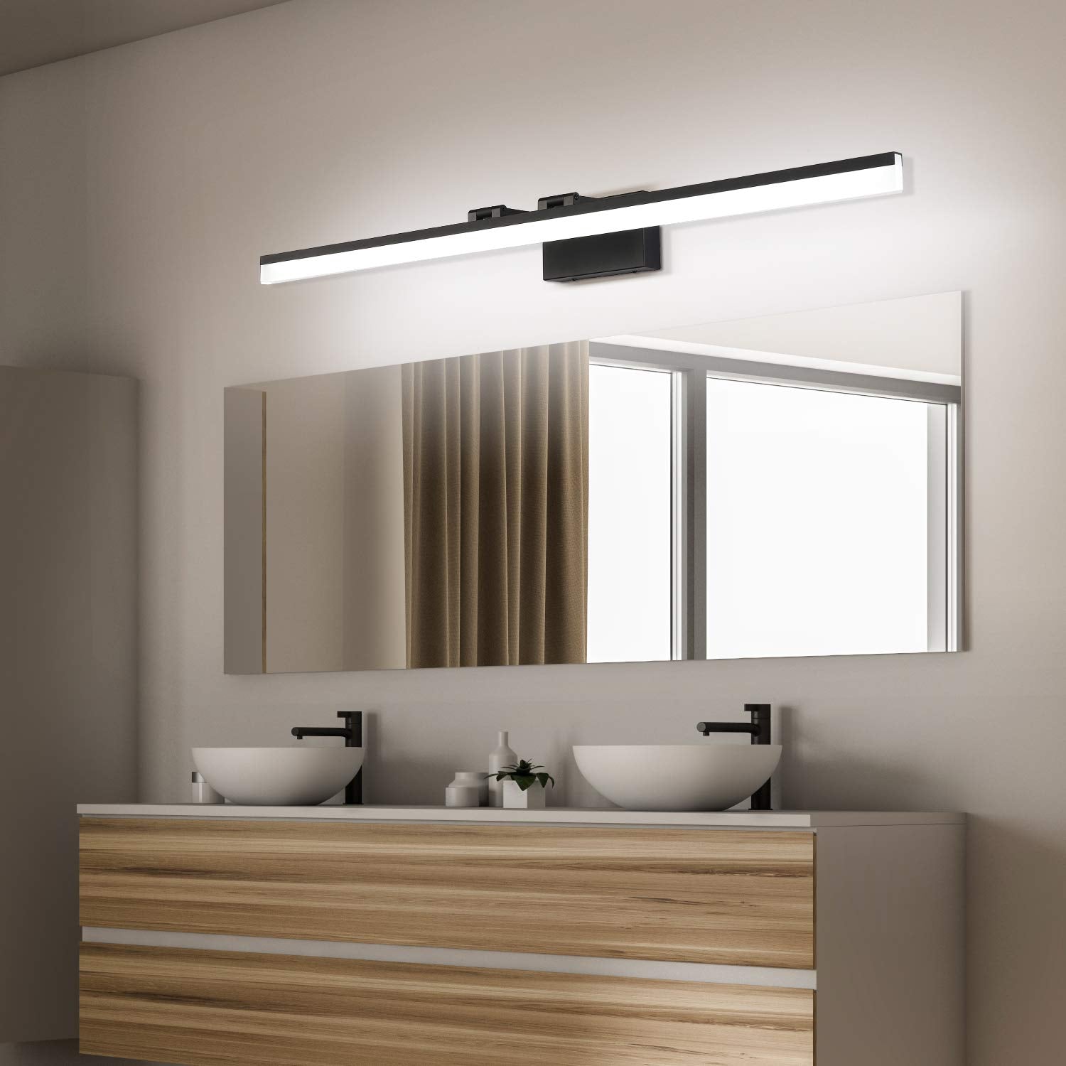 Dimmable Black Vanity Light Bar Lighting Fixtures Modern Bathroom Light Fixtures 6000K Rotatable White Aluminum LED Light