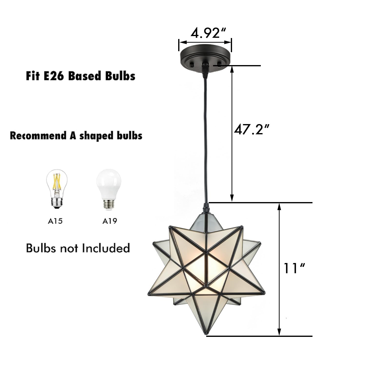 Modern Moravian Star Gold Finish Pendant Light Clear Glass Hanging Brass Star Lights Fixture 11''