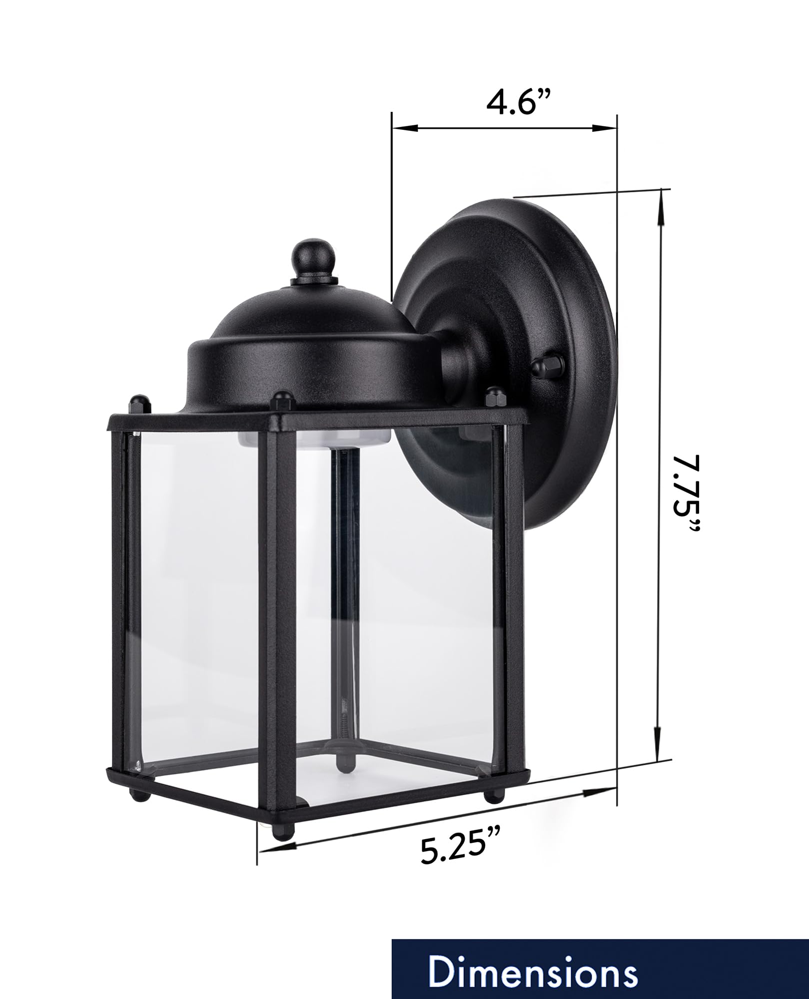 Outdoor LED Square Coach Light for Porch, Patio, Deck, Barn, Wet Location, Built in LED Gives 60W of Light from 9.5W of Power, 800 Lumens, 3K, Durable Nickel Finish & Clear Glass