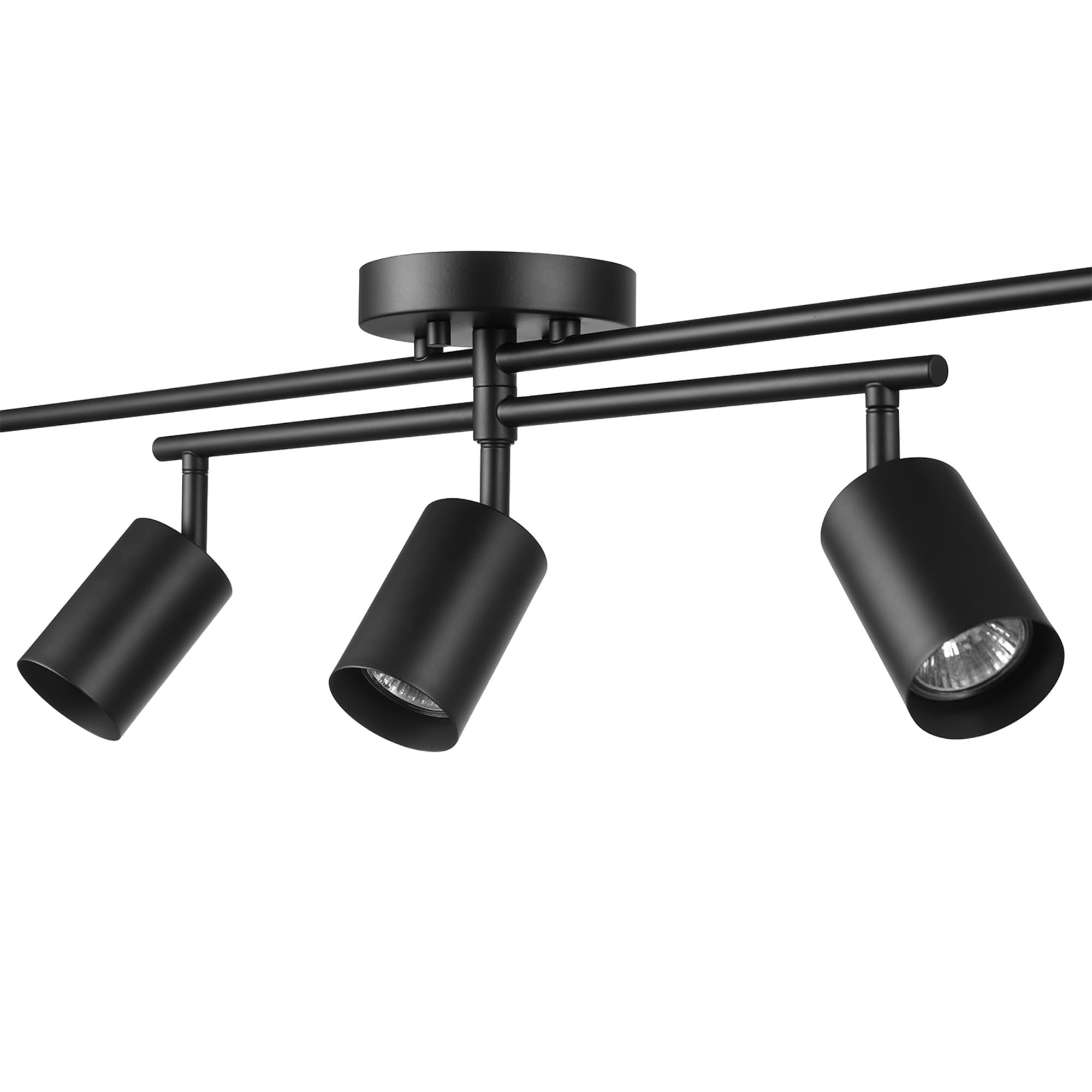 5-Light Track Lighting, Center Swivel Bar, Matte Black, Ceiling Light, Track Light Heads, Pivot Shades, Track Ceiling Light, Track Lighting Kit, 5 Bulb Kitchen Light