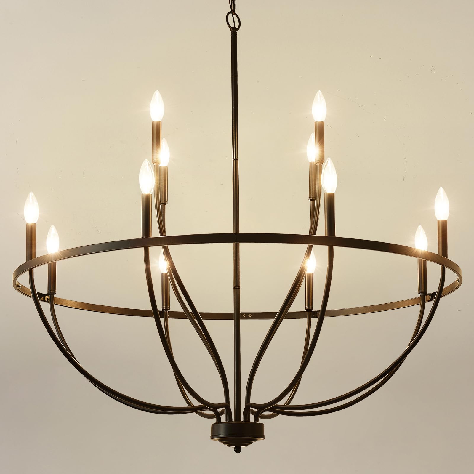 Gold Chandeliers, 6-Light Metal Candle Farmhouse Chandeliers, Rustic Industrial Modern Chandeliers Lighting Fixtures Hanging for Living Room, Kitchen, Bedroom, Dining Room(Bulbs are not Included)