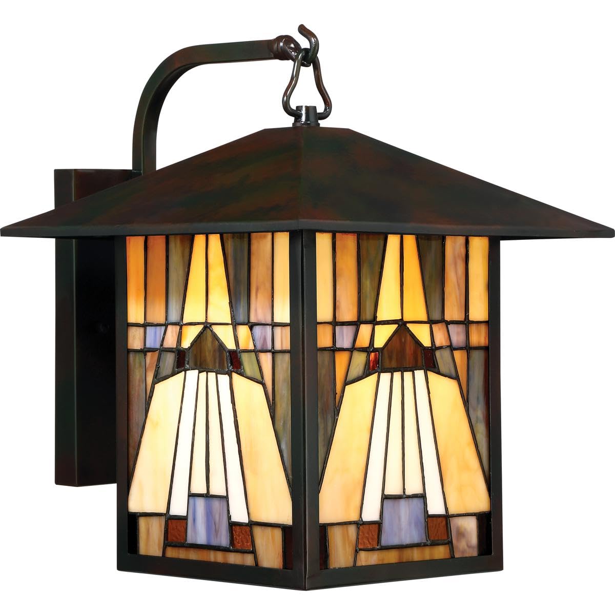 Classic Geometric Handcrafted Mission Outdoor Wall Sconce, 1-Light 100 Watt, 11" H x 7" W, Valiant Bronze