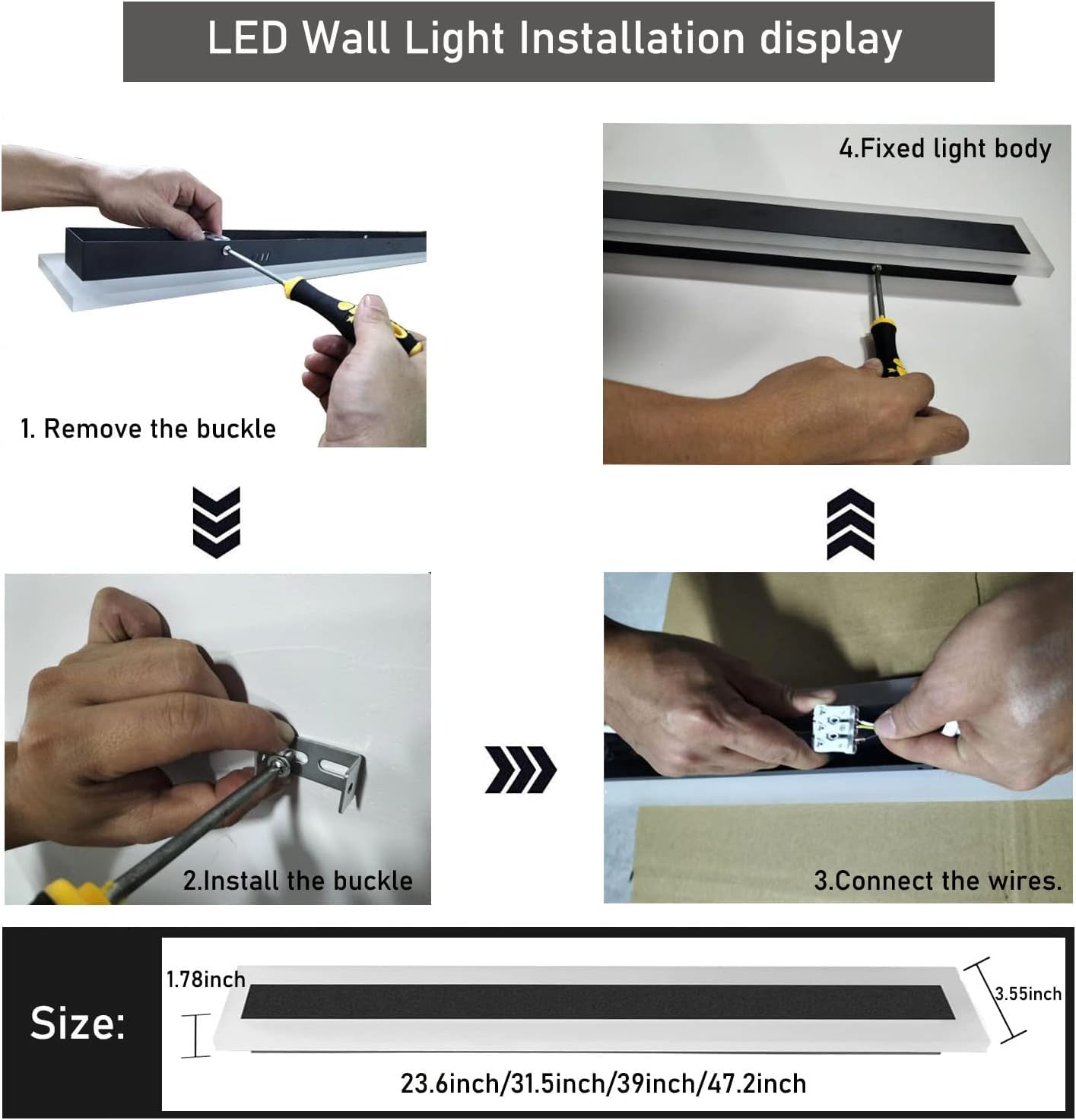 2Pack-47.2inch Long Outdoor Modern LED Wall Light,38W Waterproof IP65 Warm White 110V led Wall Mount Lighting Fixture Rectangular Black Wall Lights Elegant Frosted White Acrylic Anti Rust