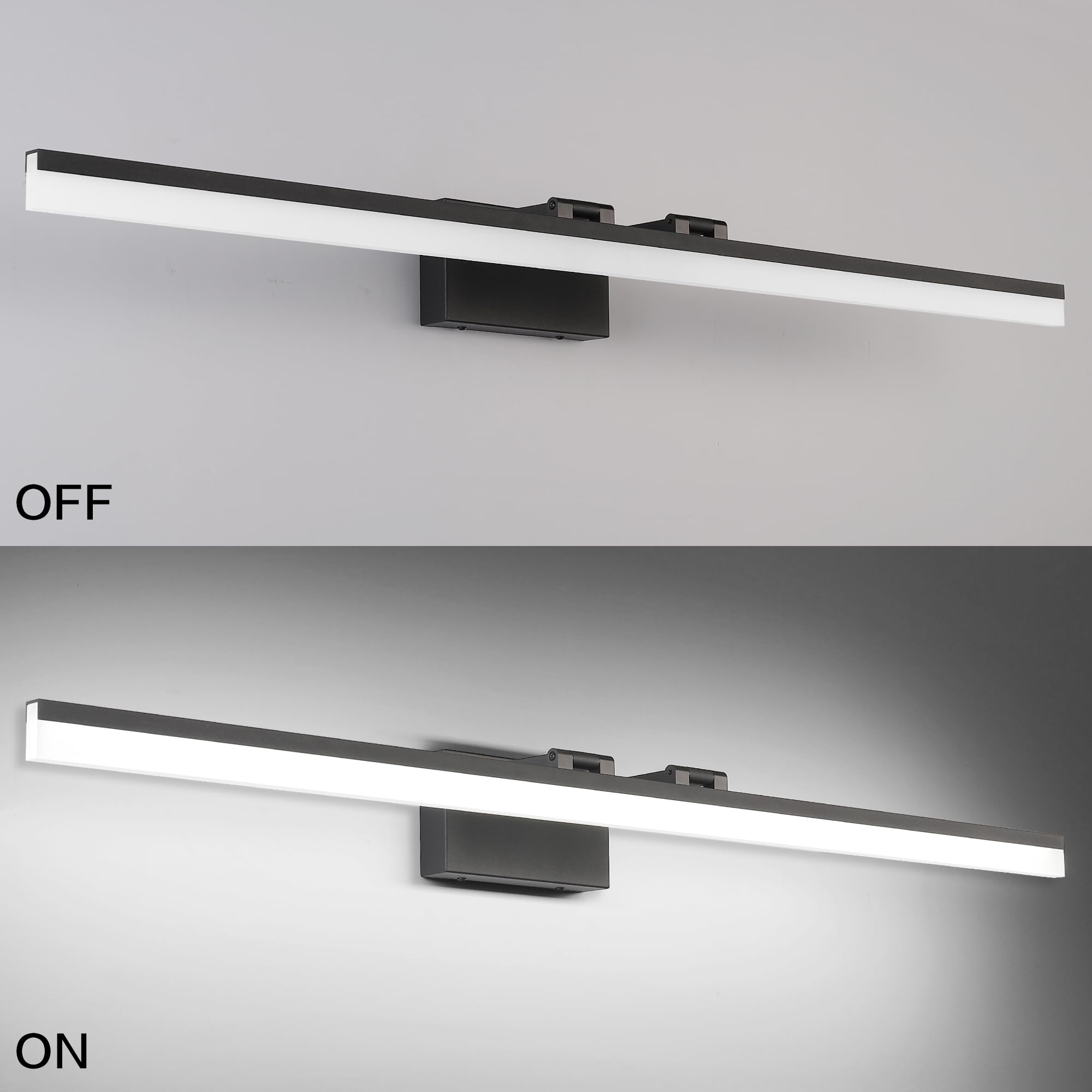 Dimmable Black Vanity Light Bar Lighting Fixtures Modern Bathroom Light Fixtures 6000K Rotatable White Aluminum LED Light