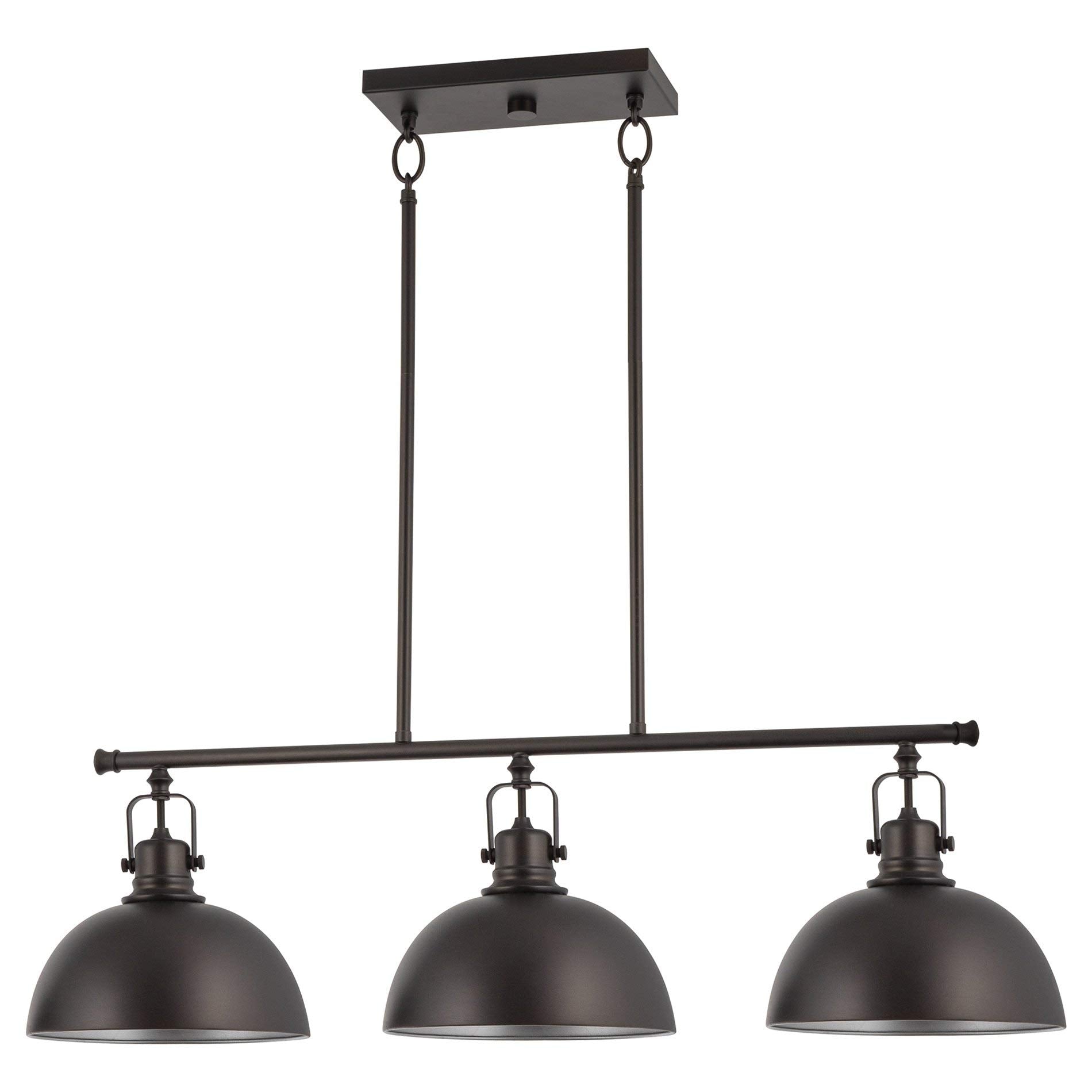 Home Belle 34" 3-Light Modern Industrial Kitchen Island Light, Dome Shades + Swivel Joints, Oil Rubbed Bronze Finish