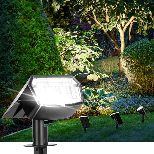 Solar Spot Lights Outdoor Waterproof 4 Pack IP65, 63 LED 3 Lighting Modes Spotlights for Yard Garden House Garage Pathway