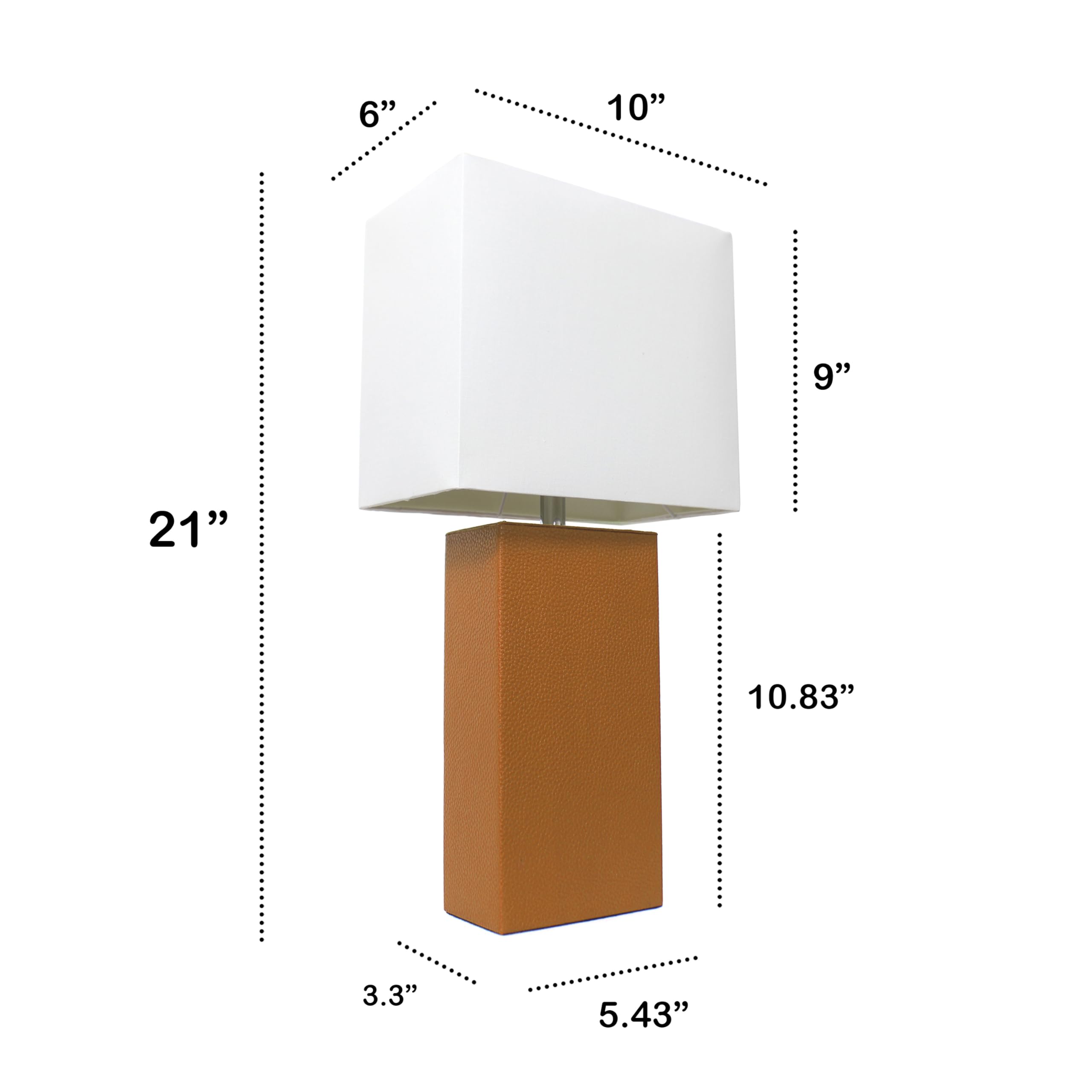 Modern Leather Table Lamp with White Fabric Shade, Gray (Pack of 1)