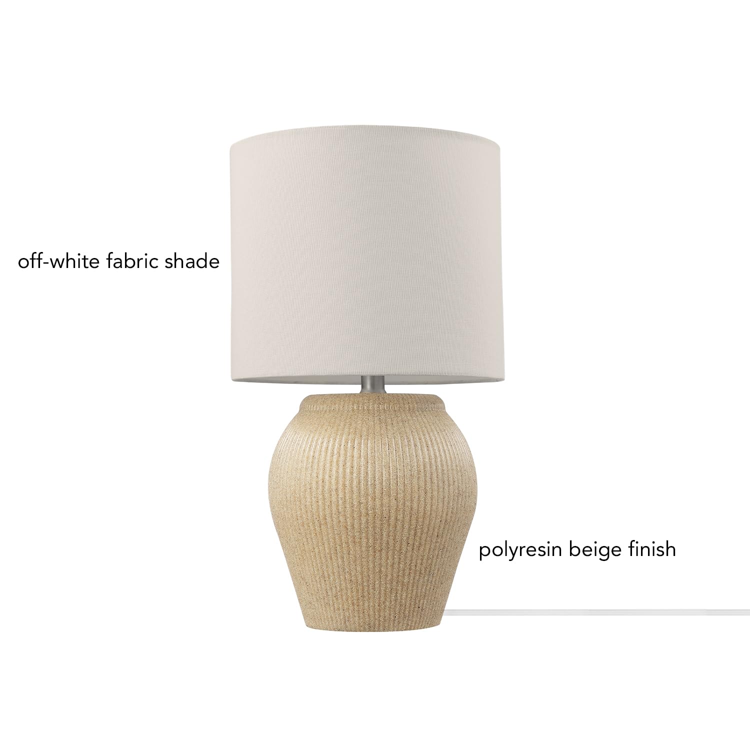 Ceramic Table Lamp, Soft Beige Finish, White Linen Shade, On/Off Rotary Switch on Socket, Table Lamp for Living Room, Home Décor, Lamps for Bedroom, Room Décor