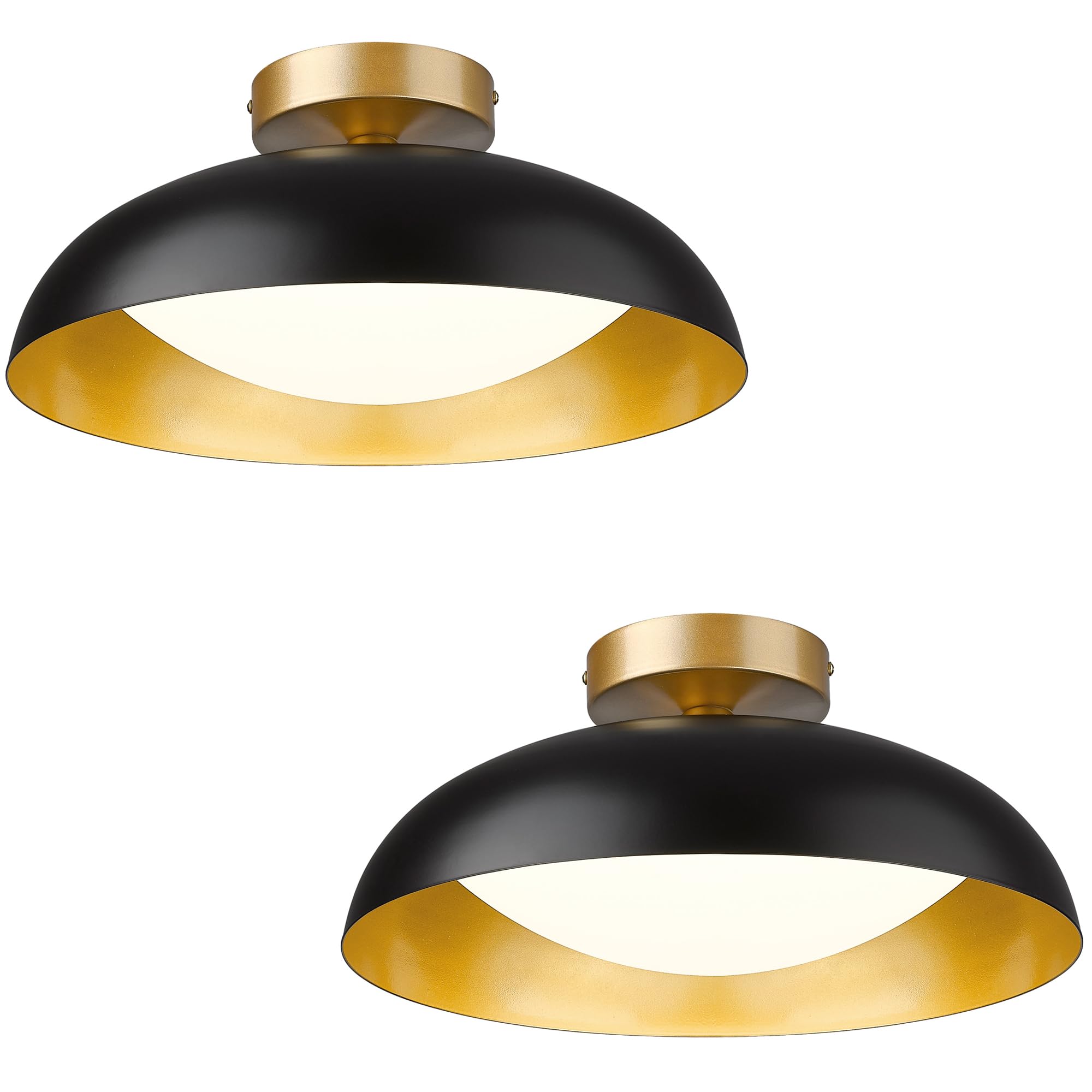 Gold Ceiling Light, 12 Inch LED Semi Flush Mount Ceiling Light Fixture, 12W/700Lm Ceiling Lights for Kitchen, Bathroom, Hallway, 3000K/4000K/6000K Adjustable, KDCL01-GD