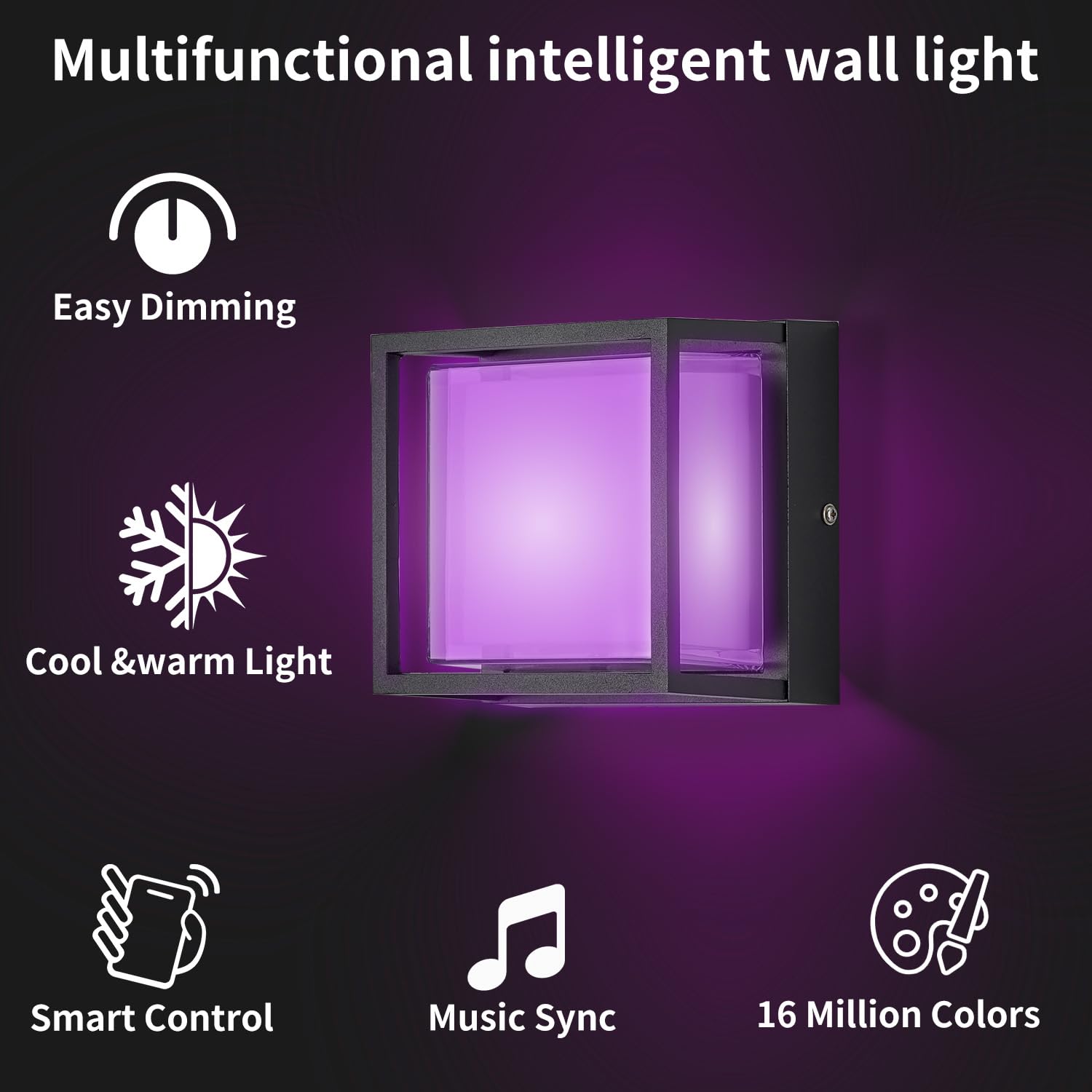 LED 18W Modern Rectangular Outdoor Wall Sconce Light 3000K Outside Light for House Patio, Black with Full Border Warm White, IP64 Waterproof Outdoor Wall Lights for House Patio Exterior Wall