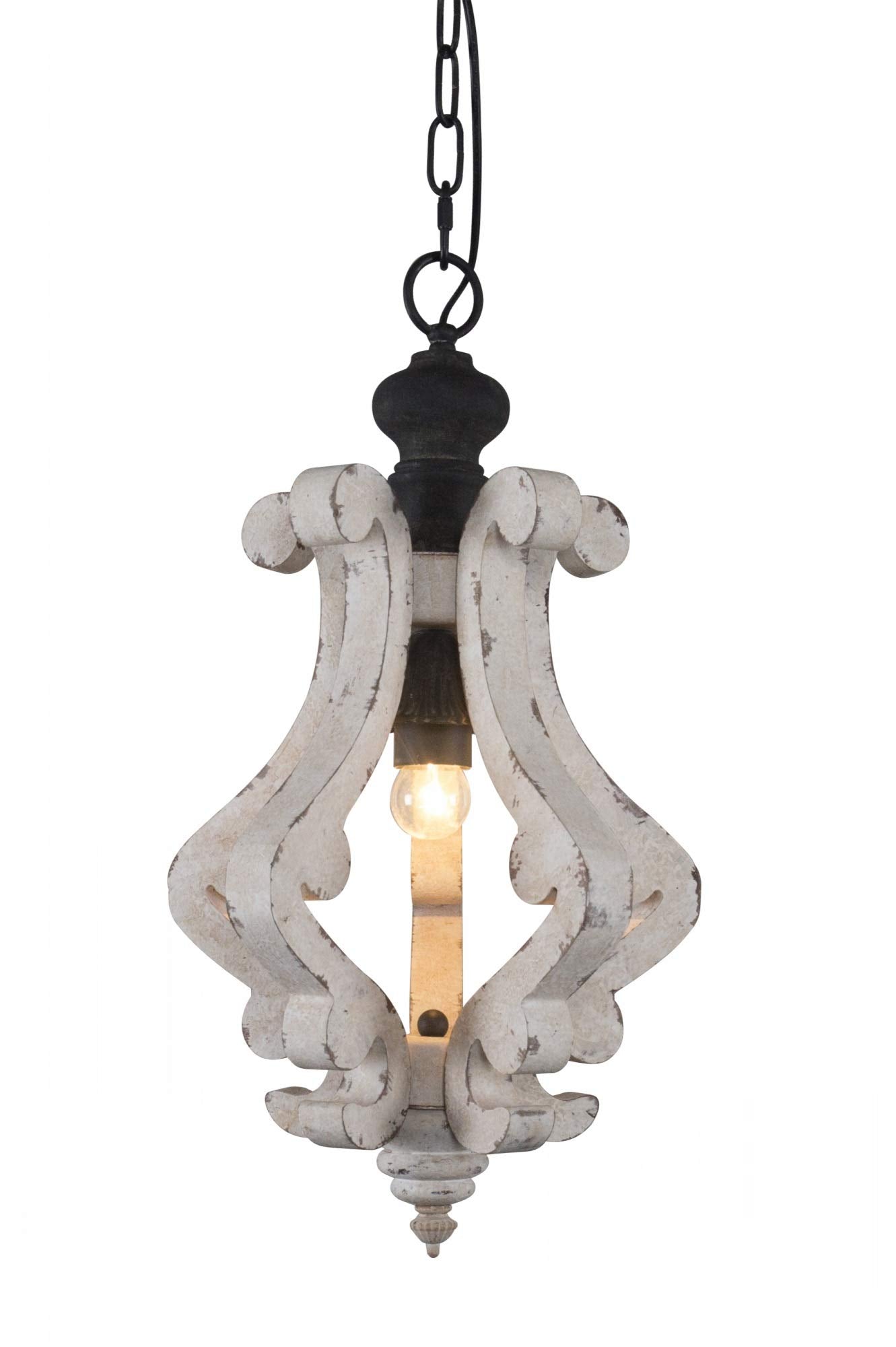 Cottage Wooden Chandelier, 6 Candle Light Farmhouse Chandelier, French Country Chandeleir with Adjustable Chain for Dining Room, Kitchen,Bedroom, Foyer and Entryway