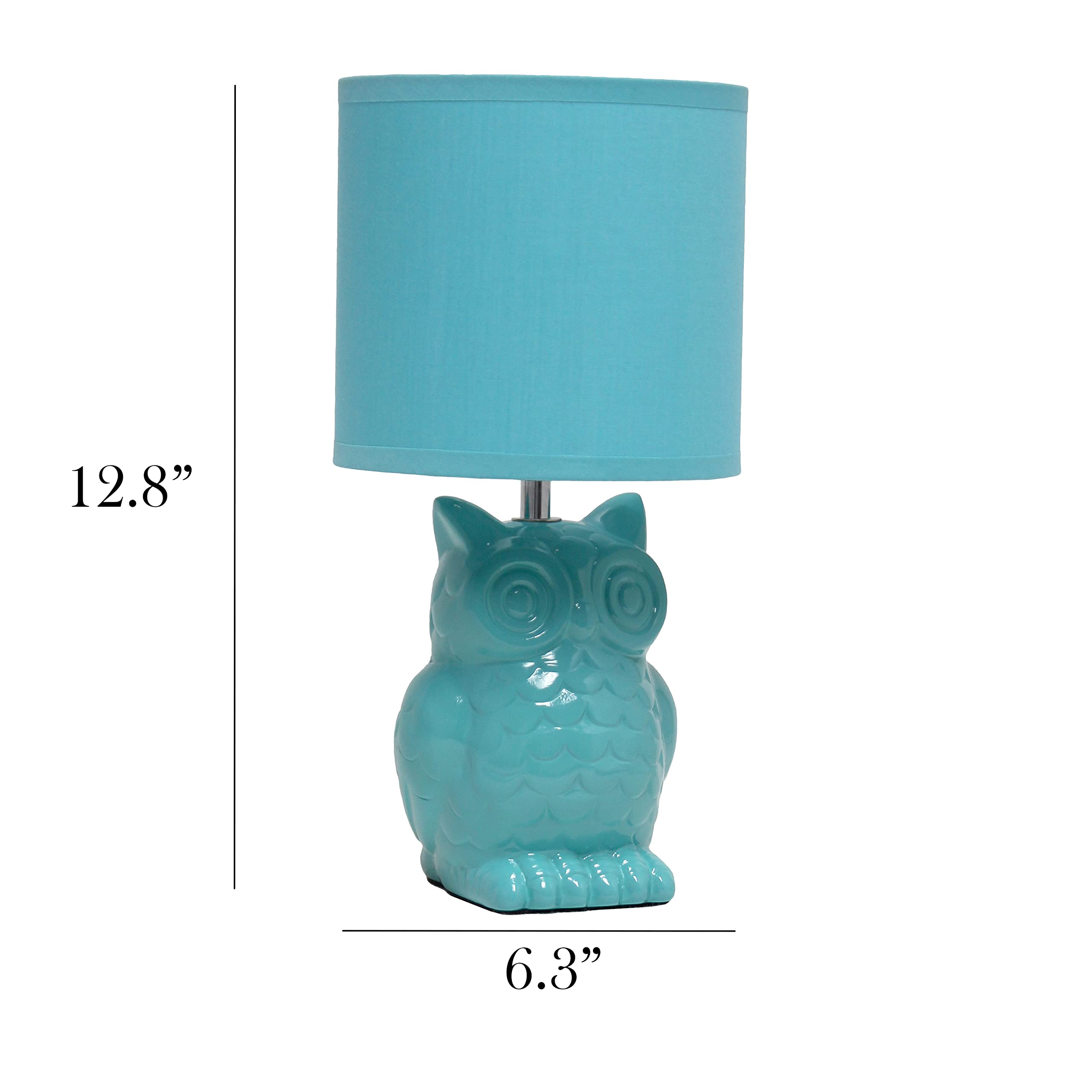 12.8" Tall Contemporary Ceramic Owl Bedside Table Desk Lamp w Matching Fabric Shade for Decor, Bedroom, Nightstand, Living Room, Entryway, Kids' Room, Nursery, Sage Green