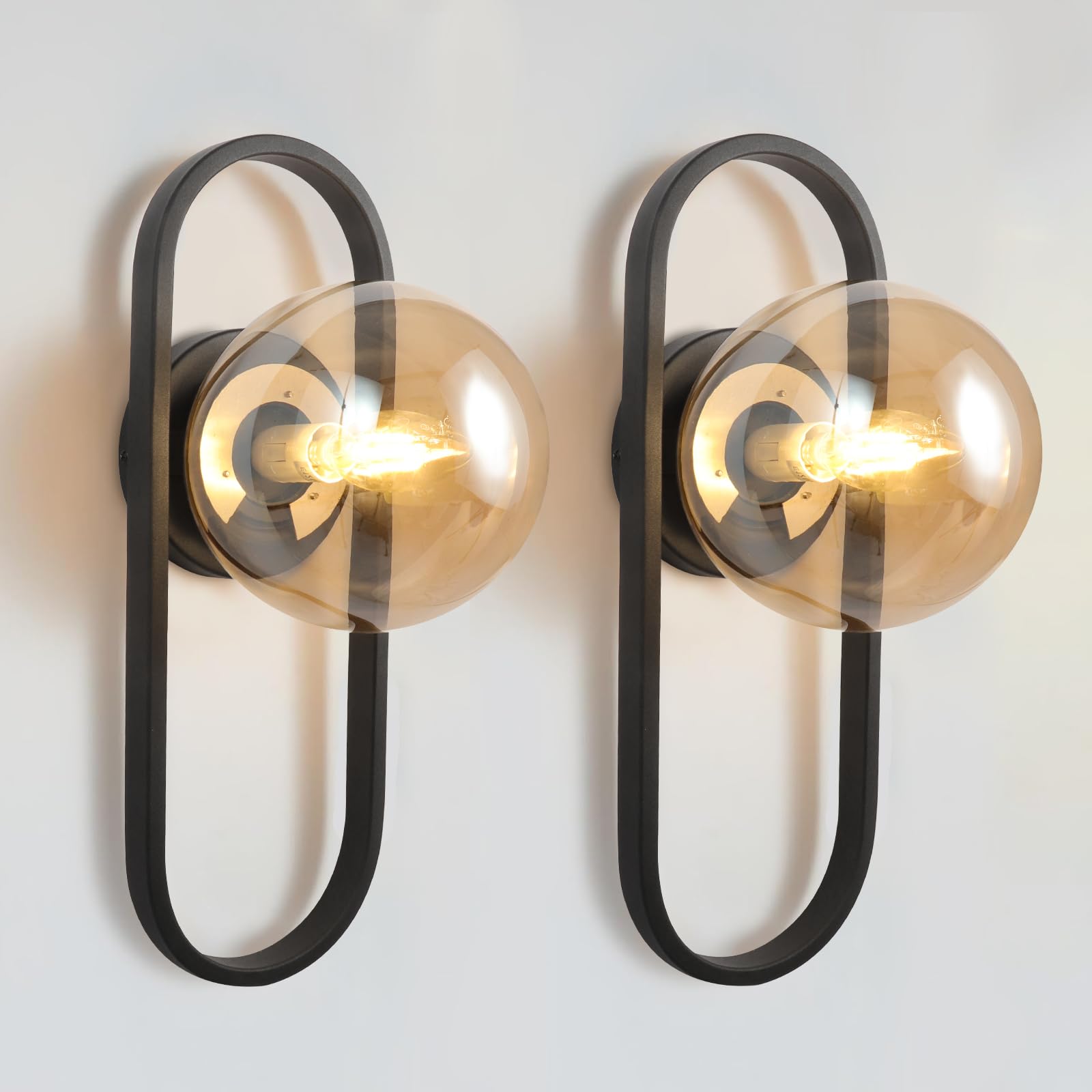 Wall Sconces Set of Two Gold Wall Lamp Sconces Wall Lighting with White Globe Glass Shade Wall Lights Sconces Wall Decor Set of 2 Wall Lights for Living Room Wall Lamps for Bedrooms Set of 2